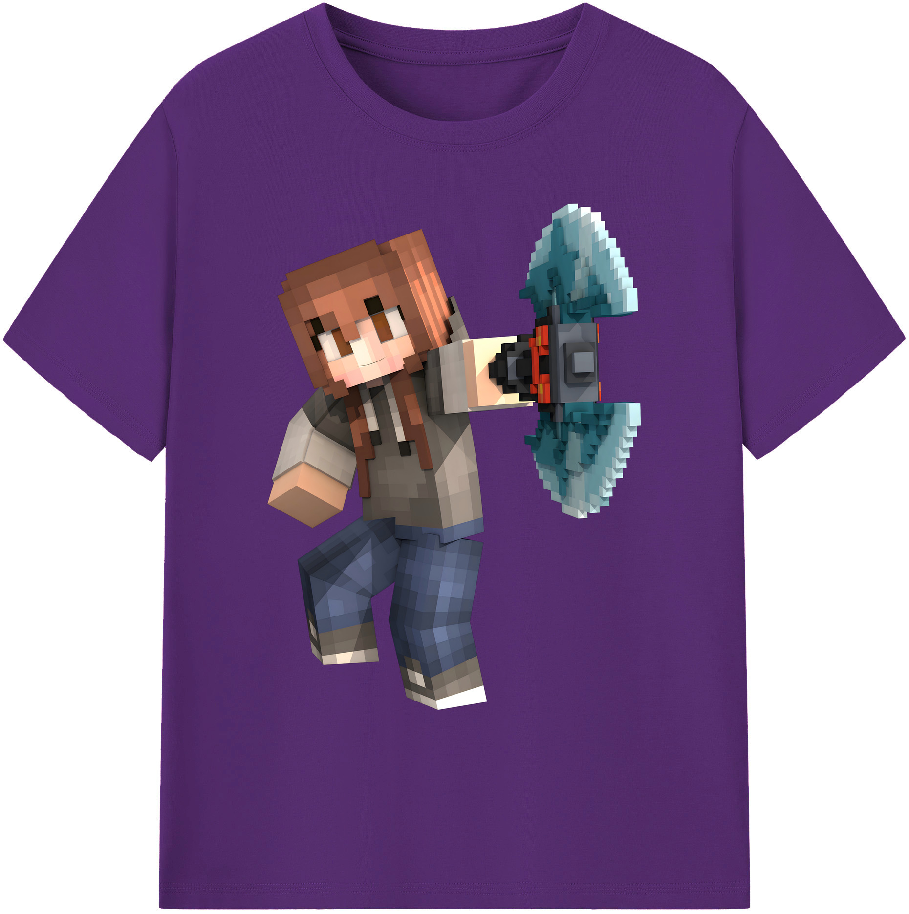 （画像用） マインクラフト ブロックの世界 Minecraft MC Block world 綿100％ メンズ半袖Tシャツ｜肌触りやわらか＆通気性