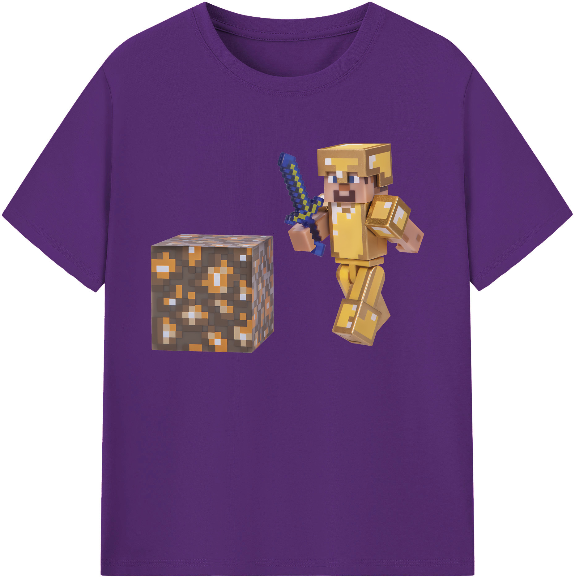 （画像用） マインクラフト ブロックの世界 Minecraft MC Block world 綿100％ メンズ半袖Tシャツ｜肌触りやわらか＆通気性