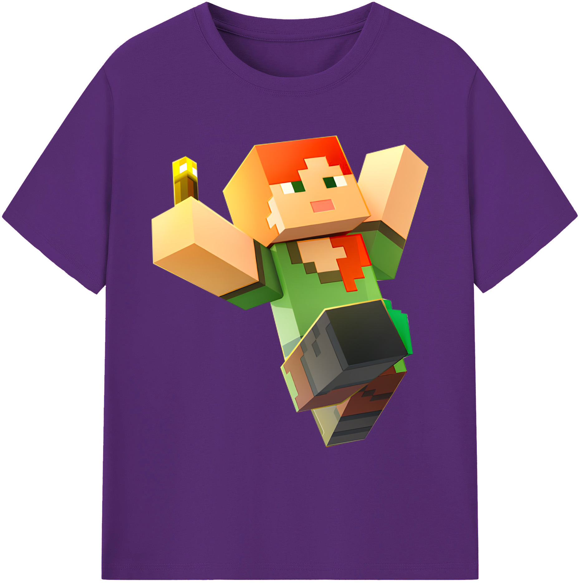 （画像用） マインクラフト ブロックの世界 Minecraft MC Block world 綿100％ メンズ半袖Tシャツ｜肌触りやわらか＆通気性