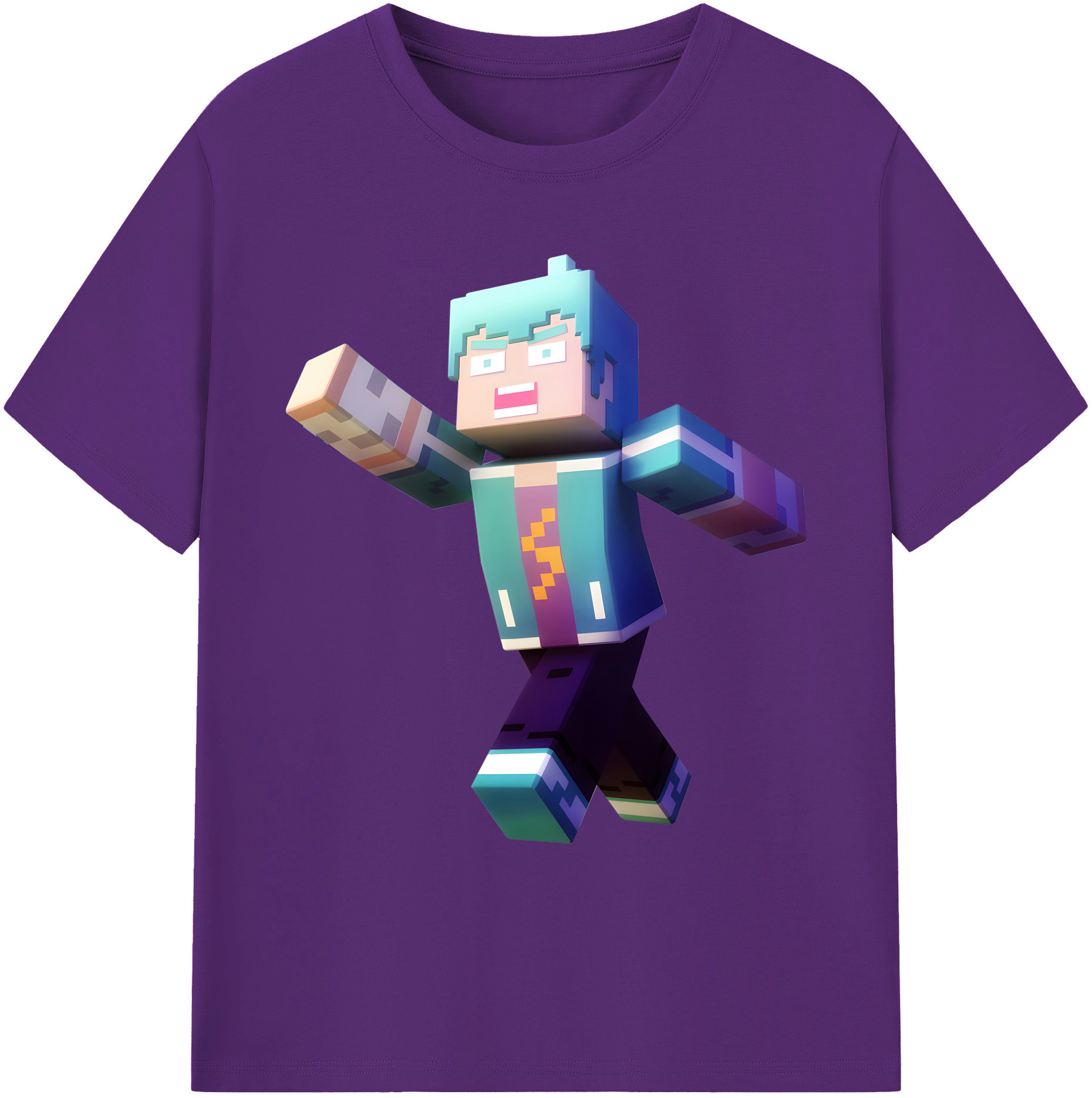 （画像用） マインクラフト ブロックの世界 Minecraft MC Block world 綿100％ メンズ半袖Tシャツ｜肌触りやわらか＆通気性