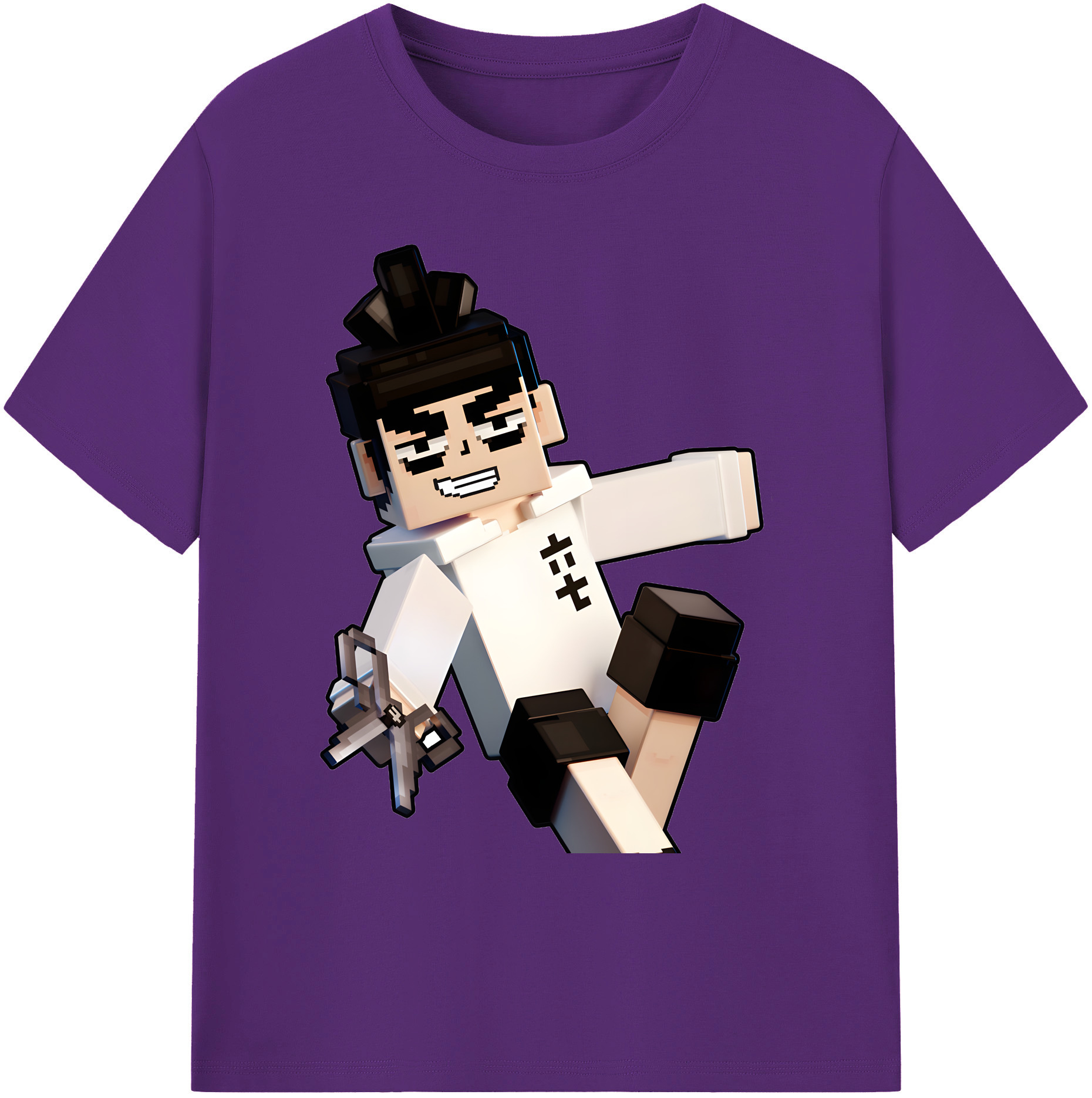 （画像用） マインクラフト ブロックの世界 Minecraft MC Block world 綿100％ メンズ半袖Tシャツ｜肌触りやわらか＆通気性