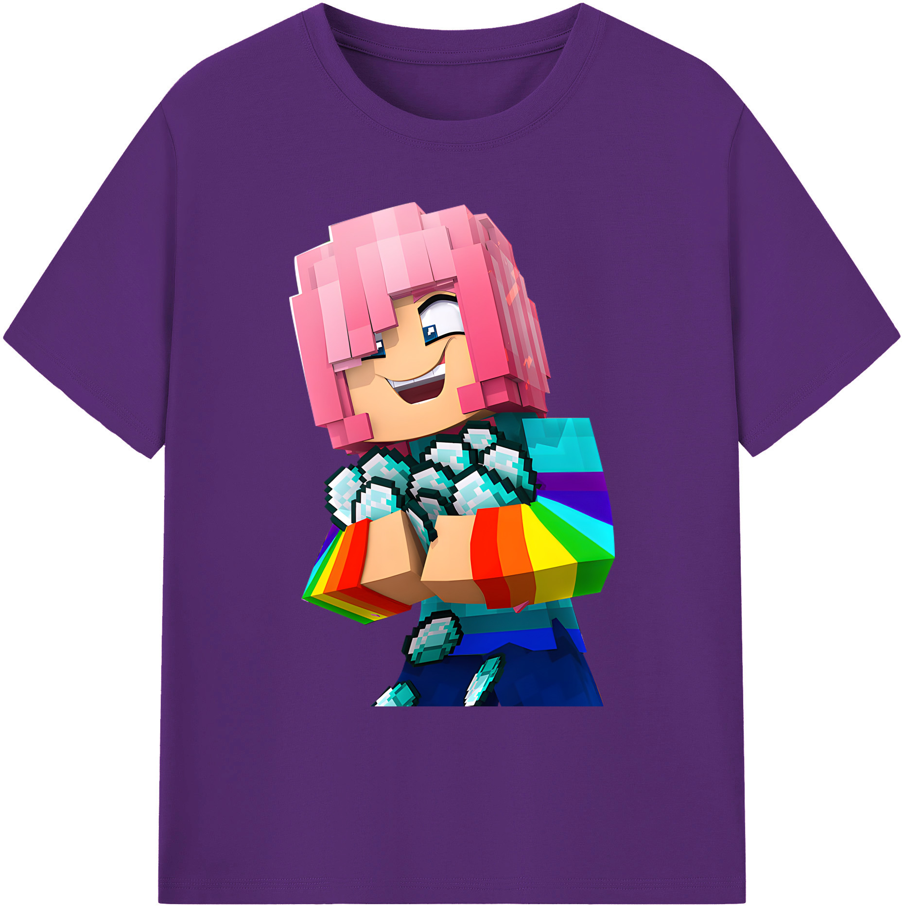（画像用） マインクラフト ブロックの世界 Minecraft MC Block world 綿100％ メンズ半袖Tシャツ｜肌触りやわらか＆通気性
