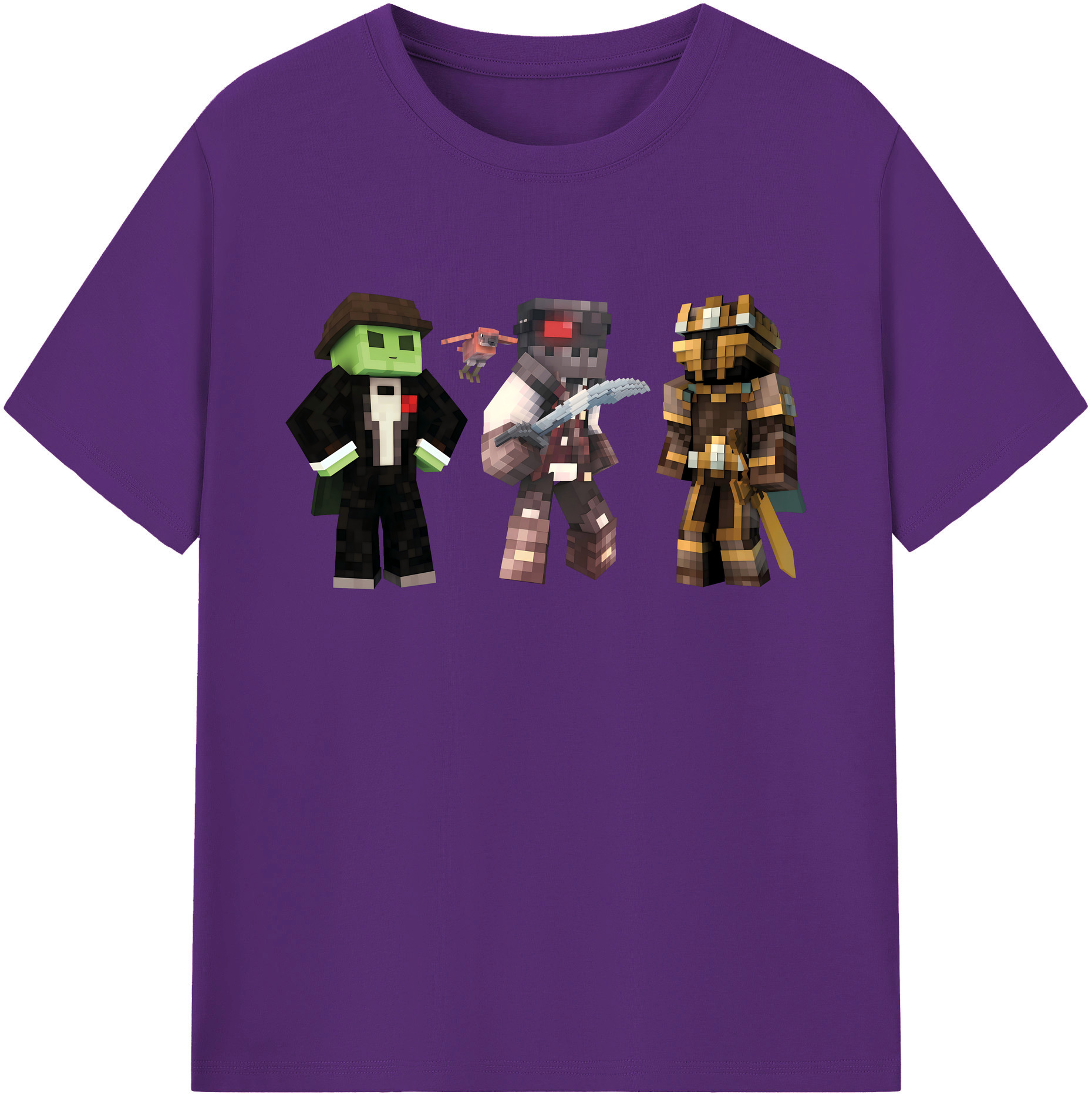 （画像用） マインクラフト ブロックの世界 Minecraft MC Block world 綿100％ メンズ半袖Tシャツ｜肌触りやわらか＆通気性