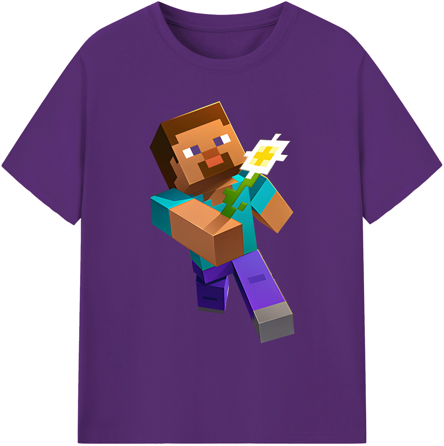 （画像用） マインクラフト ブロックの世界 Minecraft MC Block world 綿100％ メンズ半袖Tシャツ｜肌触りやわらか＆通気性