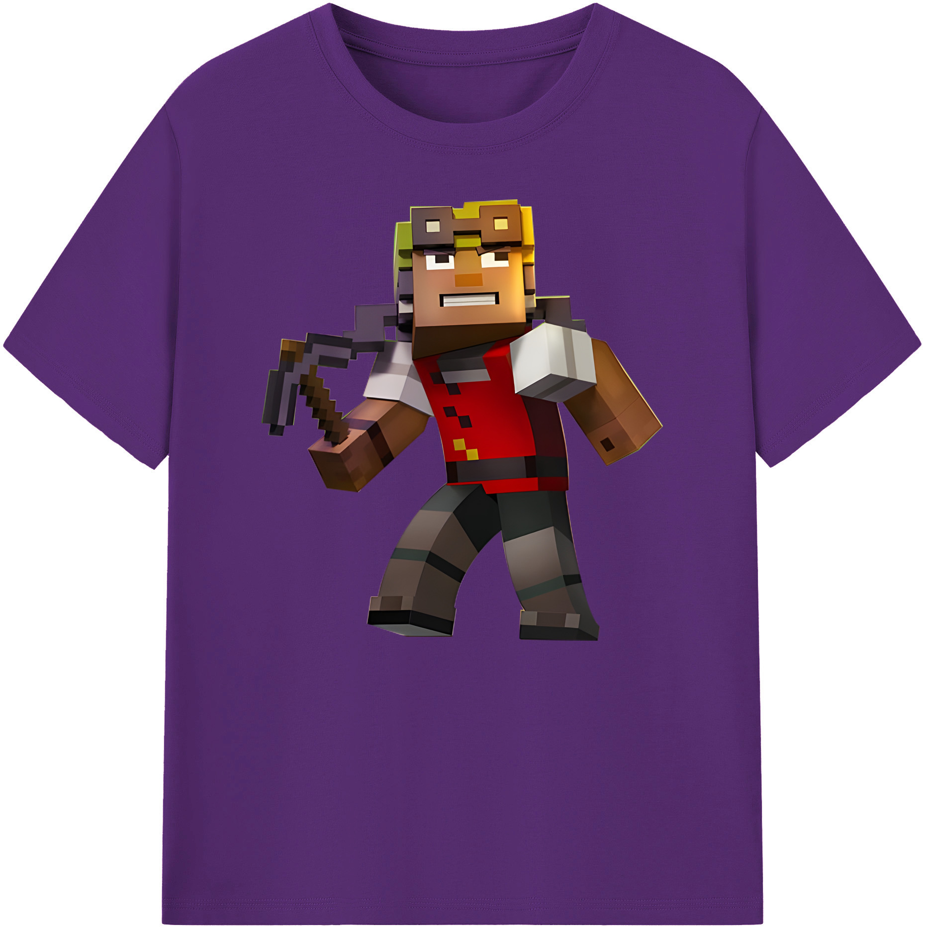 （画像用） マインクラフト ブロックの世界 Minecraft MC Block world 綿100％ メンズ半袖Tシャツ｜肌触りやわらか＆通気性