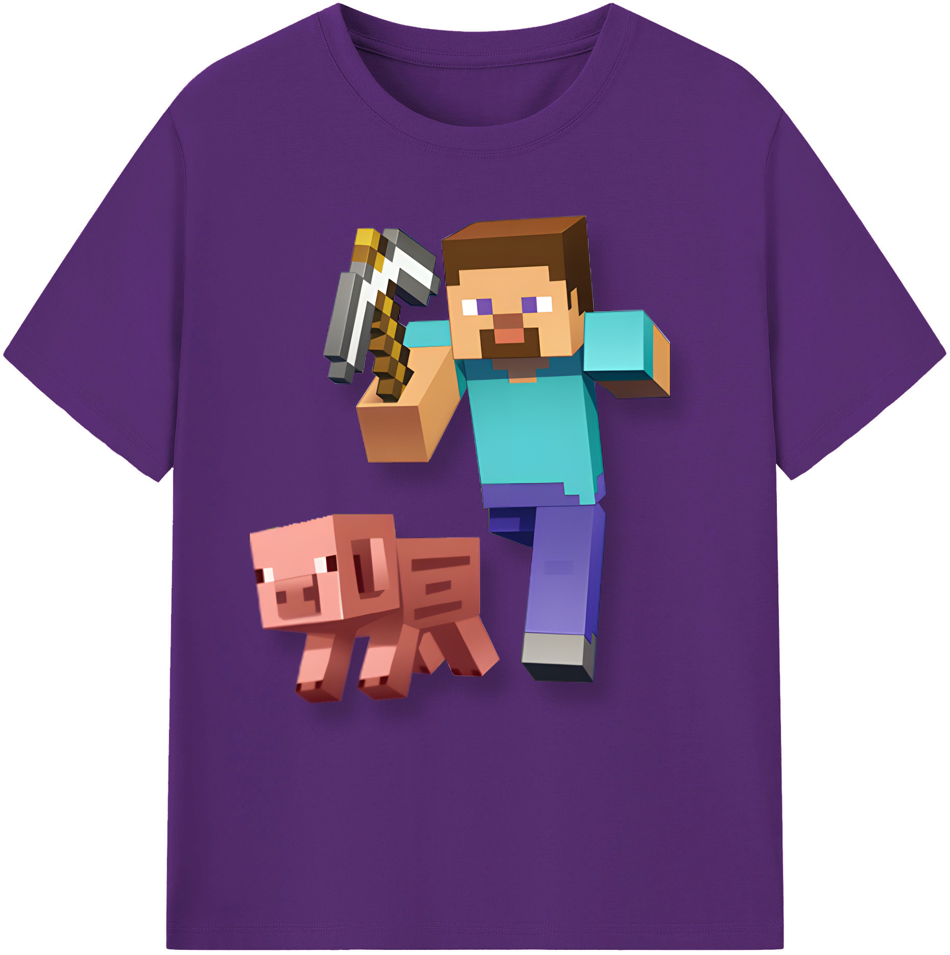 （画像用） マインクラフト ブロックの世界 Minecraft MC Block world 綿100％ メンズ半袖Tシャツ｜肌触りやわらか＆通気性