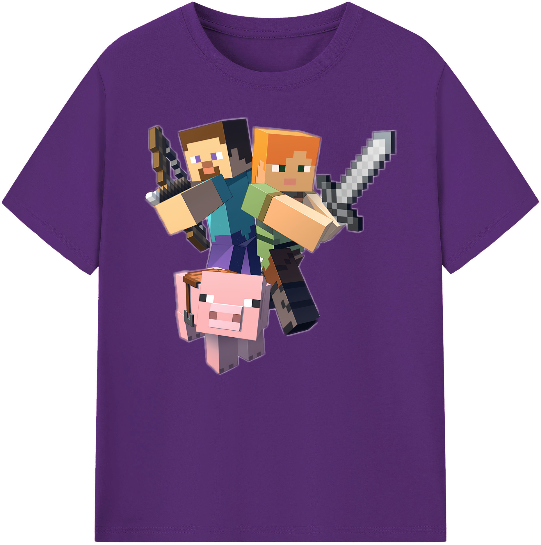 （画像用） マインクラフト ブロックの世界 Minecraft MC Block world 綿100％ メンズ半袖Tシャツ｜肌触りやわらか＆通気性