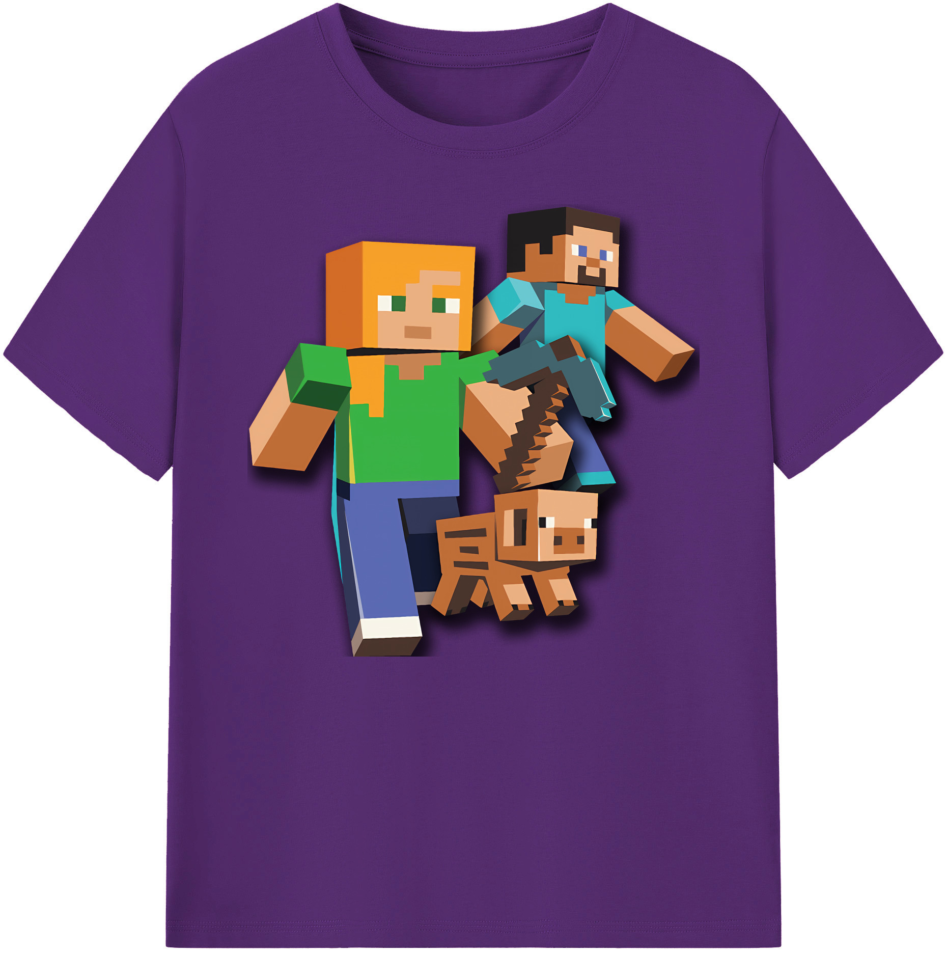 （画像用） マインクラフト ブロックの世界 Minecraft MC Block world 綿100％ メンズ半袖Tシャツ｜肌触りやわらか＆通気性