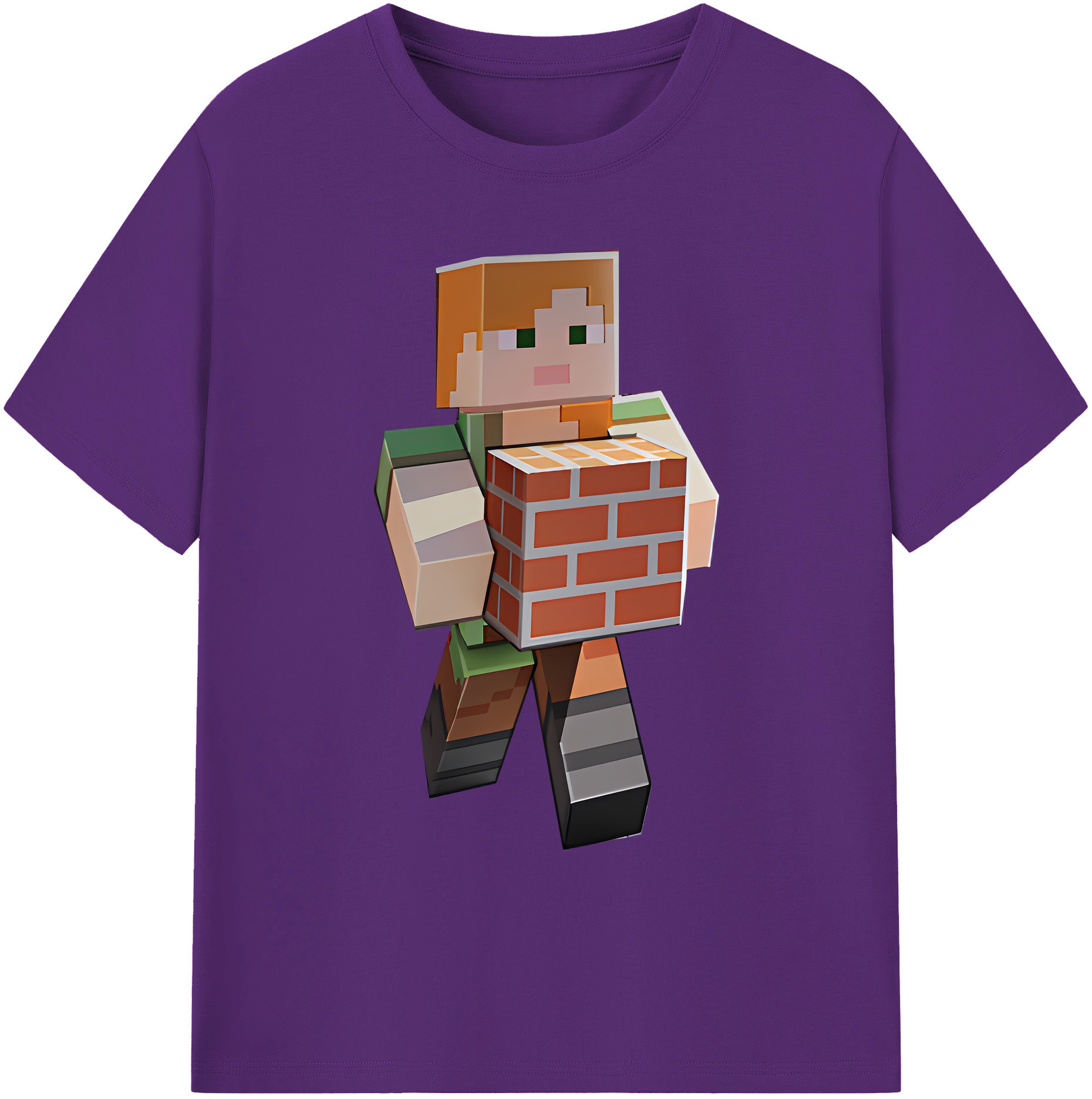 （画像用） マインクラフト ブロックの世界 Minecraft MC Block world 綿100％ メンズ半袖Tシャツ｜肌触りやわらか＆通気性