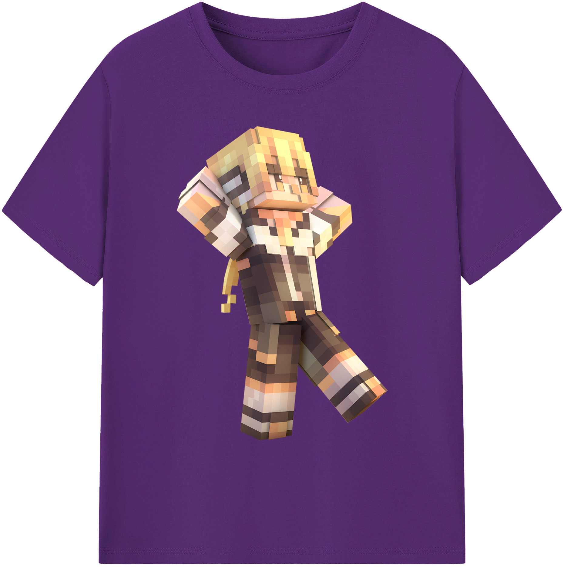 （画像用） マインクラフト ブロックの世界 Minecraft MC Block world 綿100％ メンズ半袖Tシャツ｜肌触りやわらか＆通気性
