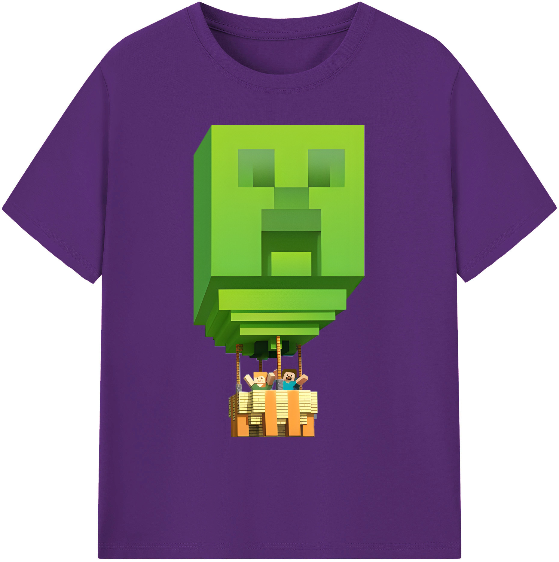 （画像用） マインクラフト ブロックの世界 Minecraft MC Block world 綿100％ メンズ半袖Tシャツ｜肌触りやわらか＆通気性