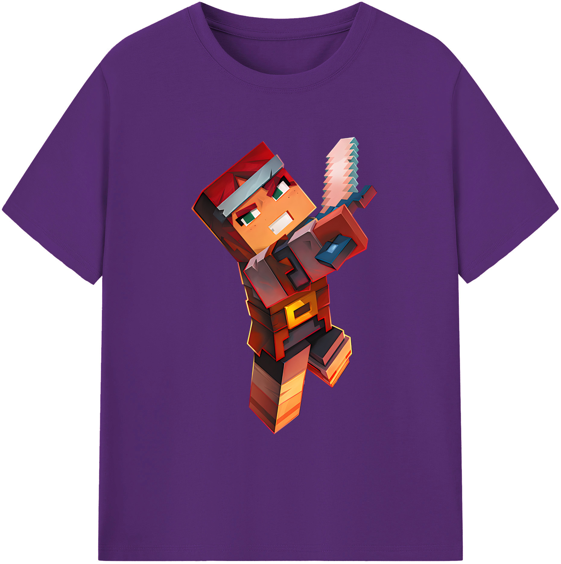 （画像用） マインクラフト ブロックの世界 Minecraft MC Block world 綿100％ メンズ半袖Tシャツ｜肌触りやわらか＆通気性