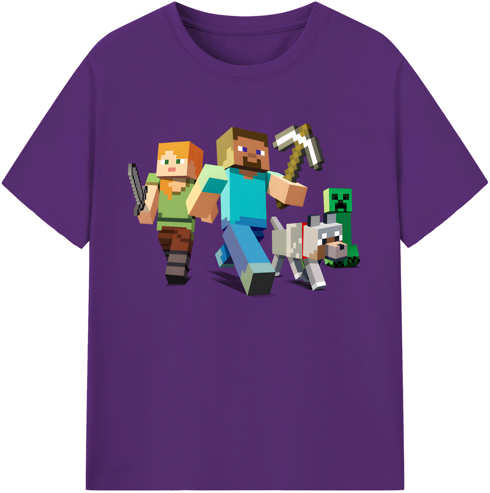 （画像用） マインクラフト ブロックの世界 Minecraft MC Block world 綿100％ メンズ半袖Tシャツ｜肌触りやわらか＆通気性