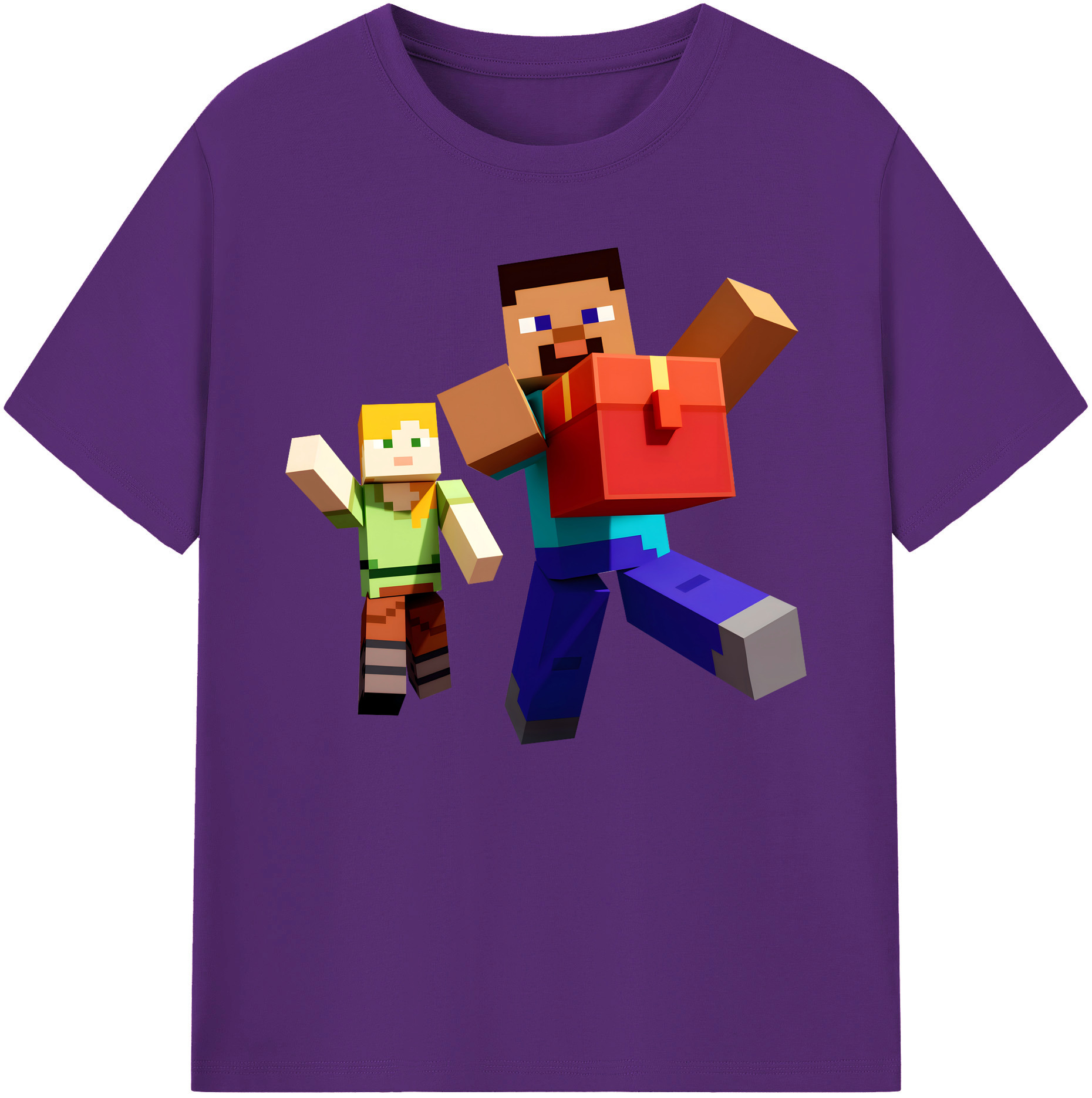 （画像用） マインクラフト ブロックの世界 Minecraft MC Block world 綿100％ メンズ半袖Tシャツ｜肌触りやわらか＆通気性