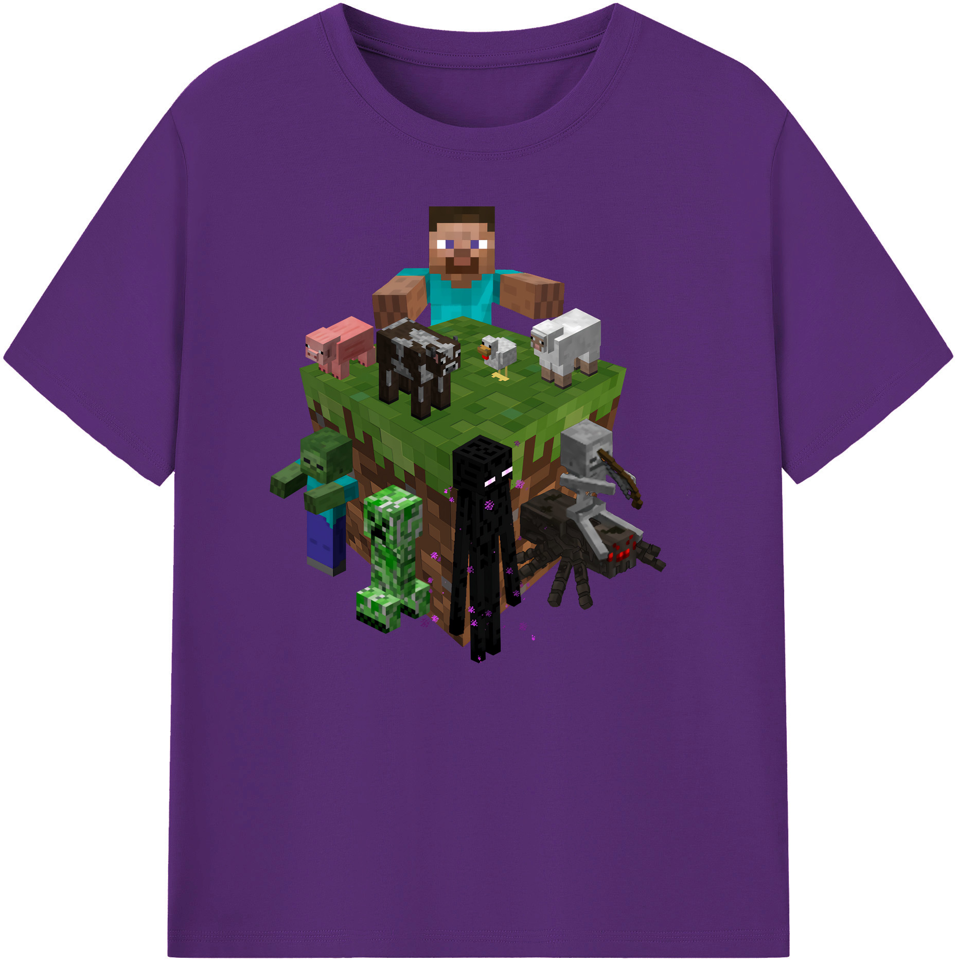 （画像用） マインクラフト ブロックの世界 Minecraft MC Block world 綿100％ メンズ半袖Tシャツ｜肌触りやわらか＆通気性