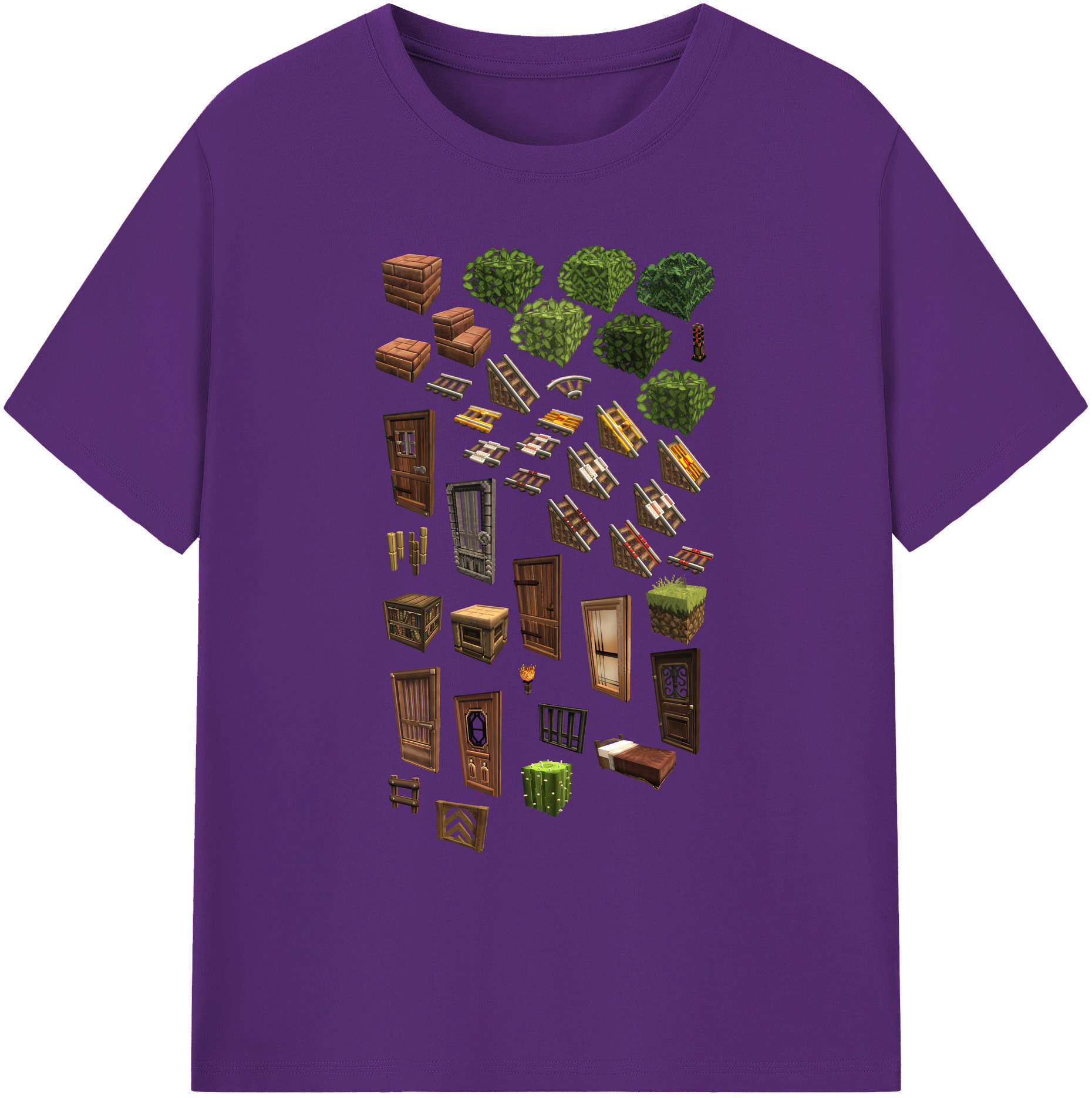 （画像用） マインクラフト ブロックの世界 Minecraft MC Block world 綿100％ メンズ半袖Tシャツ｜肌触りやわらか＆通気性