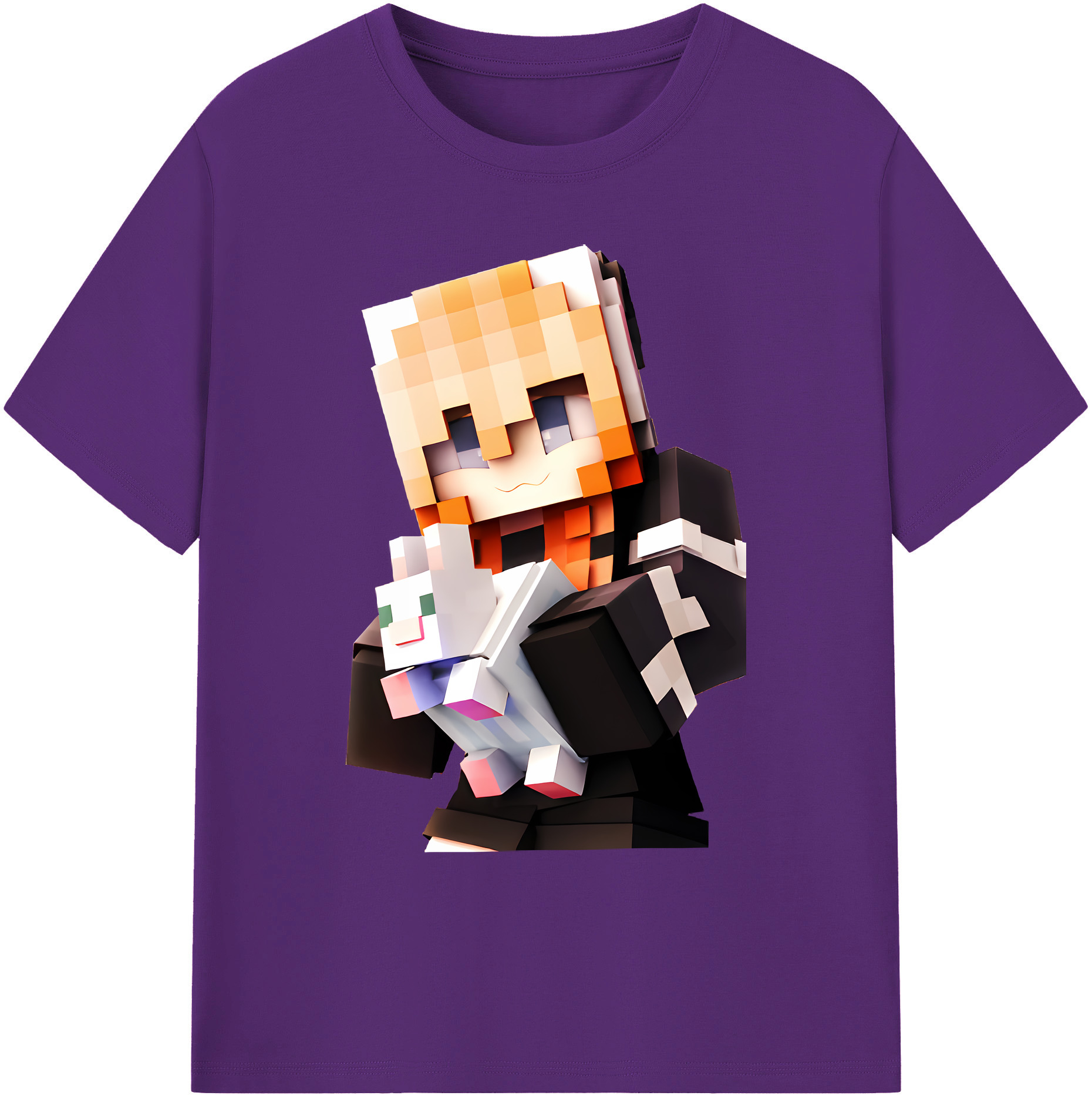 （画像用） マインクラフト ブロックの世界 Minecraft MC Block world 綿100％ メンズ半袖Tシャツ｜肌触りやわらか＆通気性