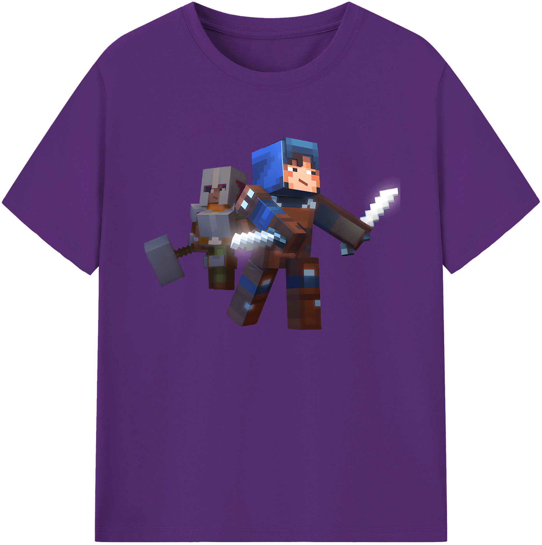 （画像用） マインクラフト ブロックの世界 Minecraft MC Block world 綿100％ メンズ半袖Tシャツ｜肌触りやわらか＆通気性
