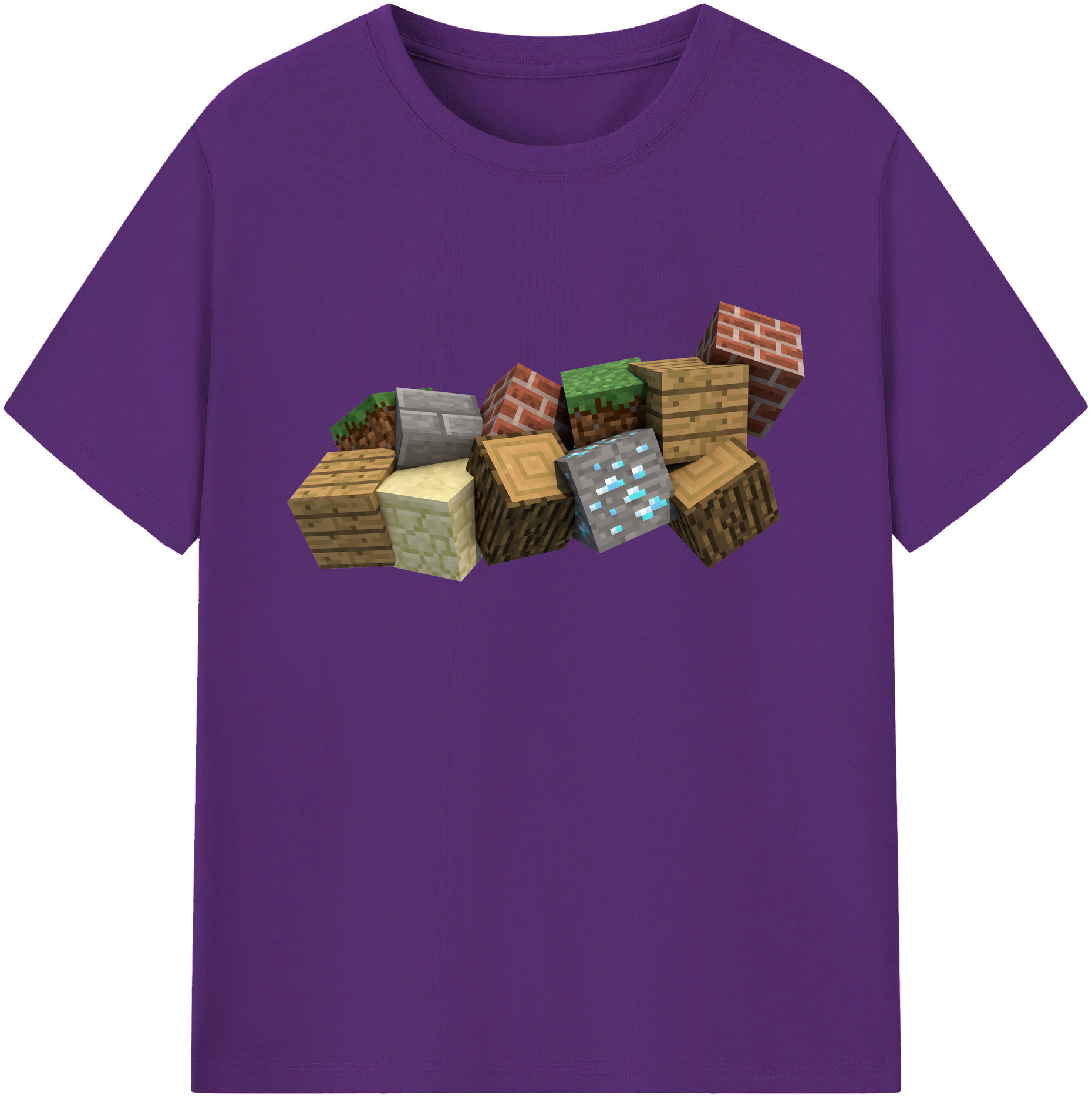 （画像用） マインクラフト ブロックの世界 Minecraft MC Block world 綿100％ メンズ半袖Tシャツ｜肌触りやわらか＆通気性
