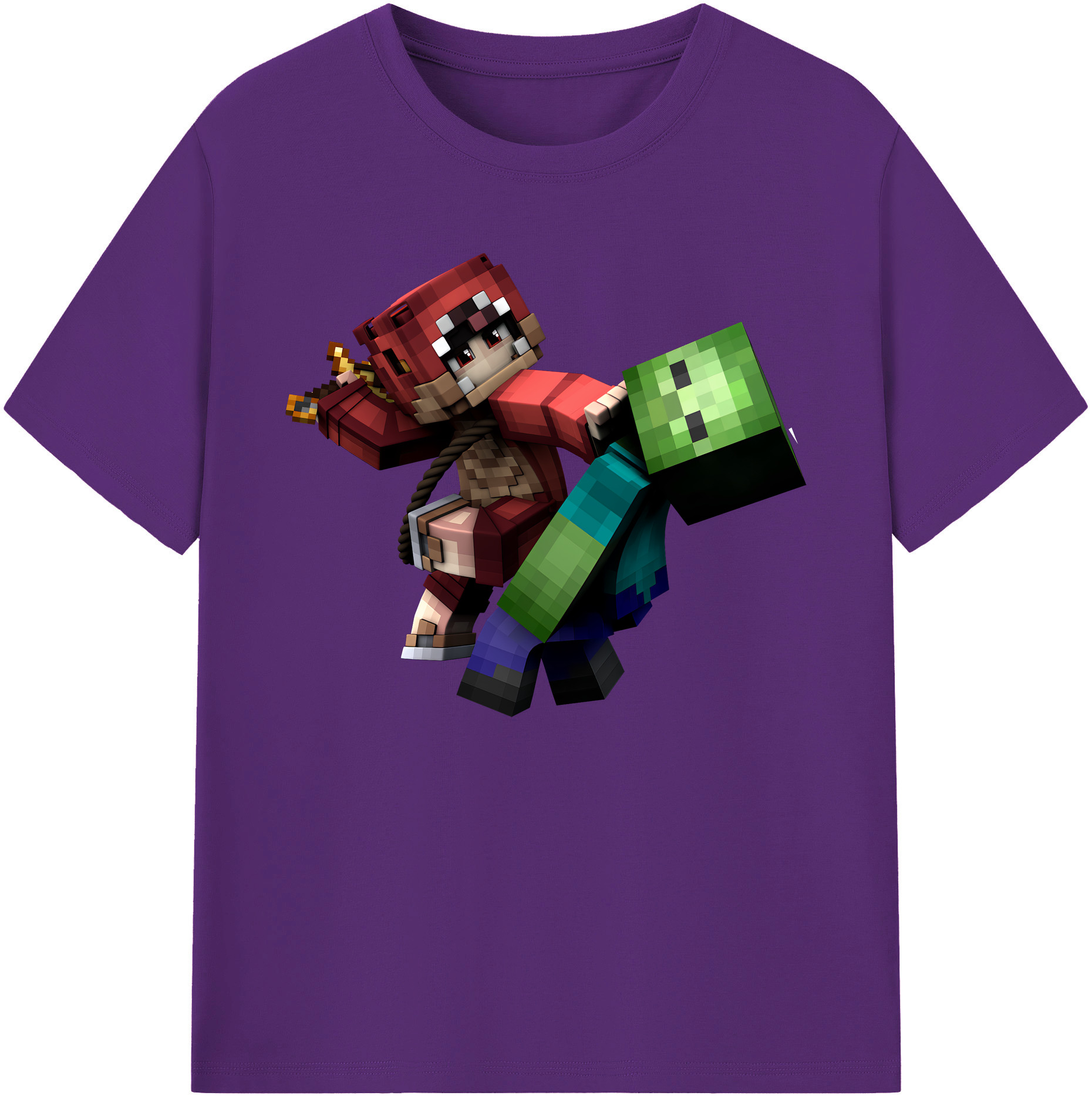 （画像用） マインクラフト ブロックの世界 Minecraft MC Block world 綿100％ メンズ半袖Tシャツ｜肌触りやわらか＆通気性