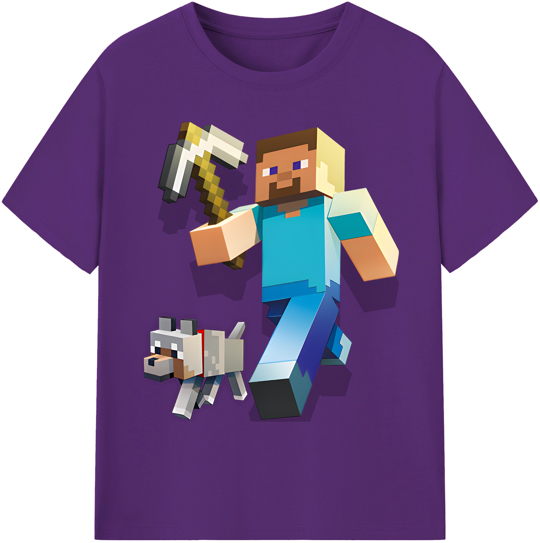 （画像用） マインクラフト ブロックの世界 Minecraft MC Block world 綿100％ メンズ半袖Tシャツ｜肌触りやわらか＆通気性
