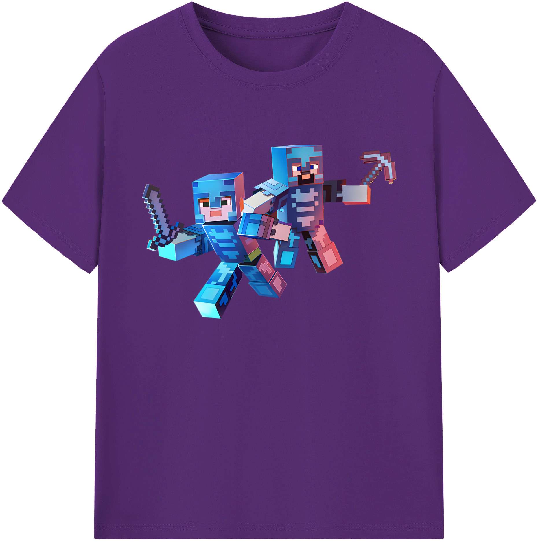 （画像用） マインクラフト ブロックの世界 Minecraft MC Block world 綿100％ メンズ半袖Tシャツ｜肌触りやわらか＆通気性