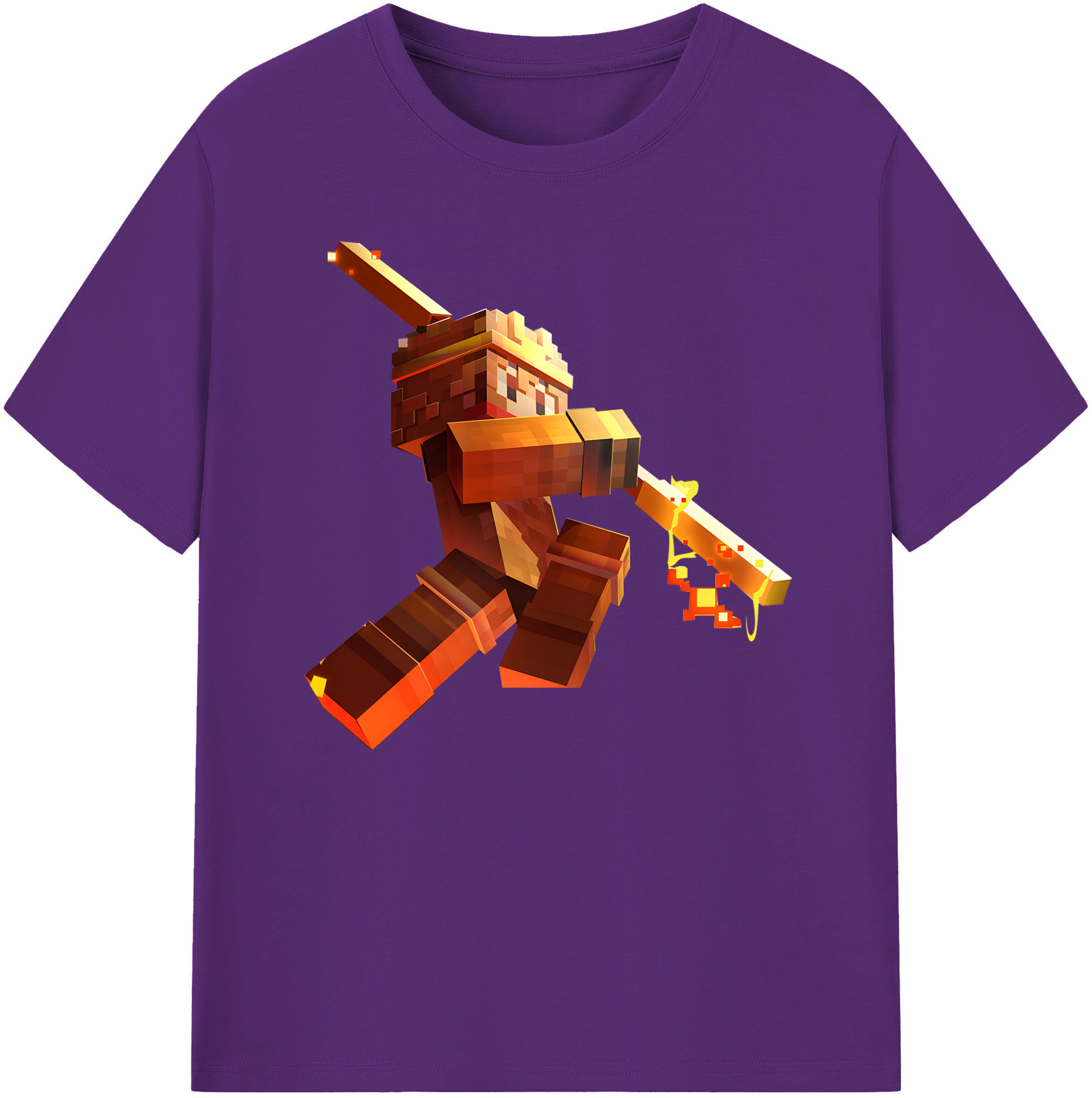 （画像用） マインクラフト ブロックの世界 Minecraft MC Block world 綿100％ メンズ半袖Tシャツ｜肌触りやわらか＆通気性