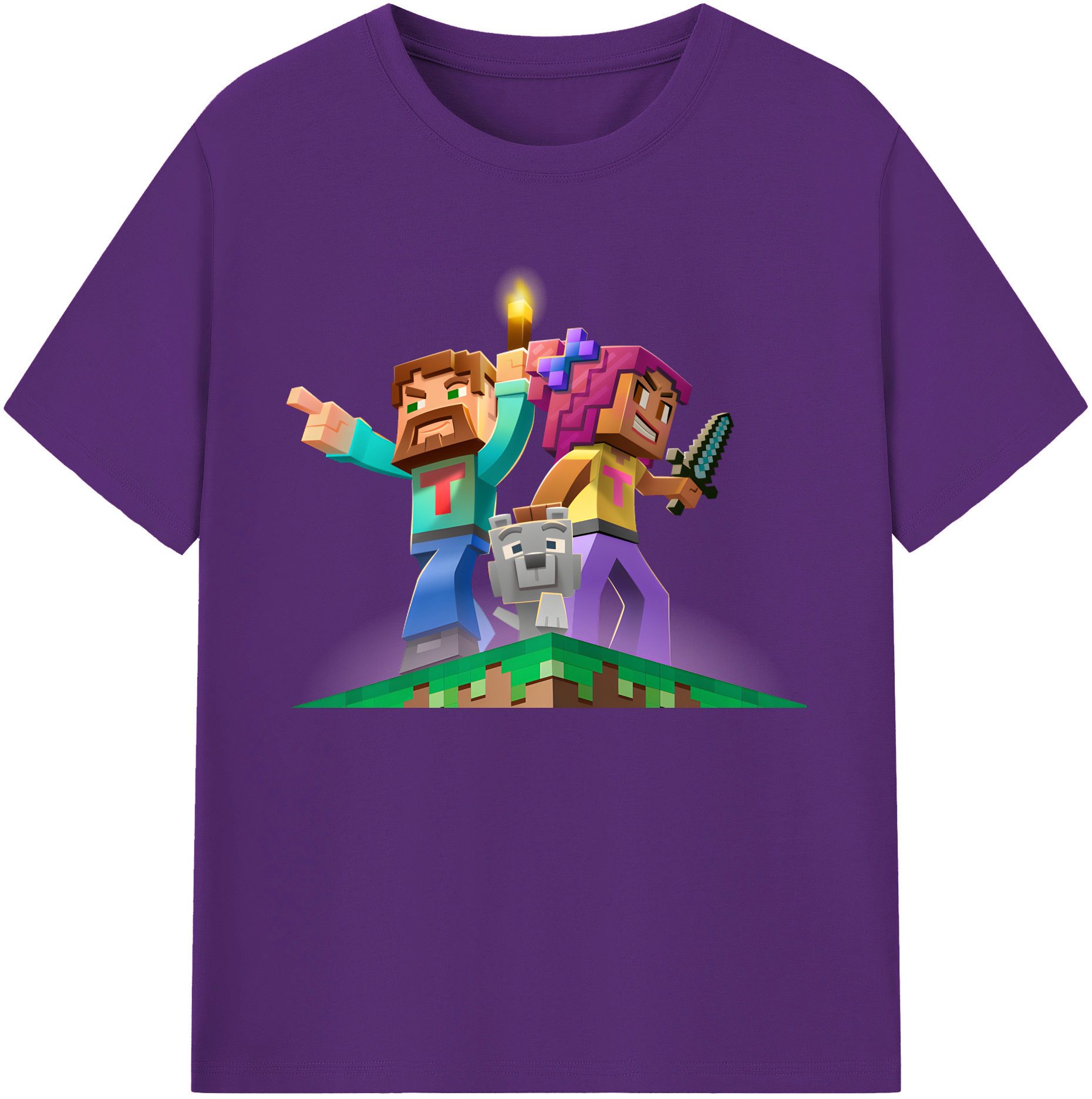 （画像用） マインクラフト ブロックの世界 Minecraft MC Block world 綿100％ メンズ半袖Tシャツ｜肌触りやわらか＆通気性