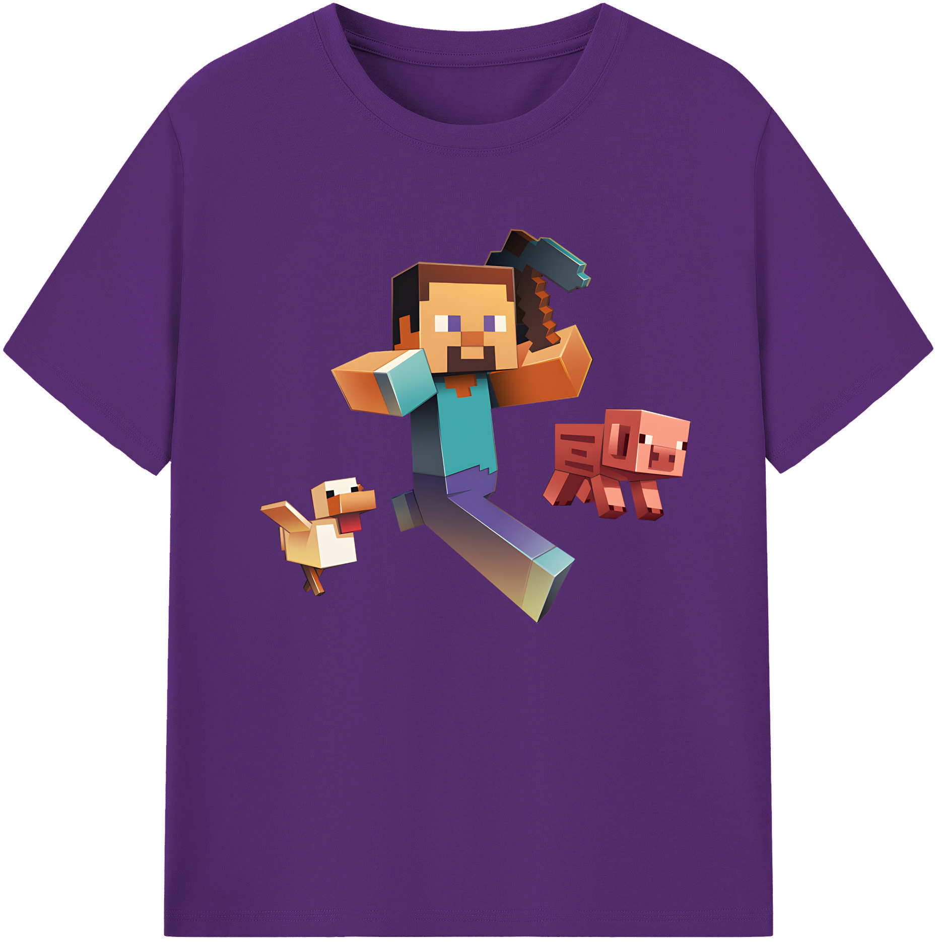 （画像用） マインクラフト ブロックの世界 Minecraft MC Block world 綿100％ メンズ半袖Tシャツ｜肌触りやわらか＆通気性
