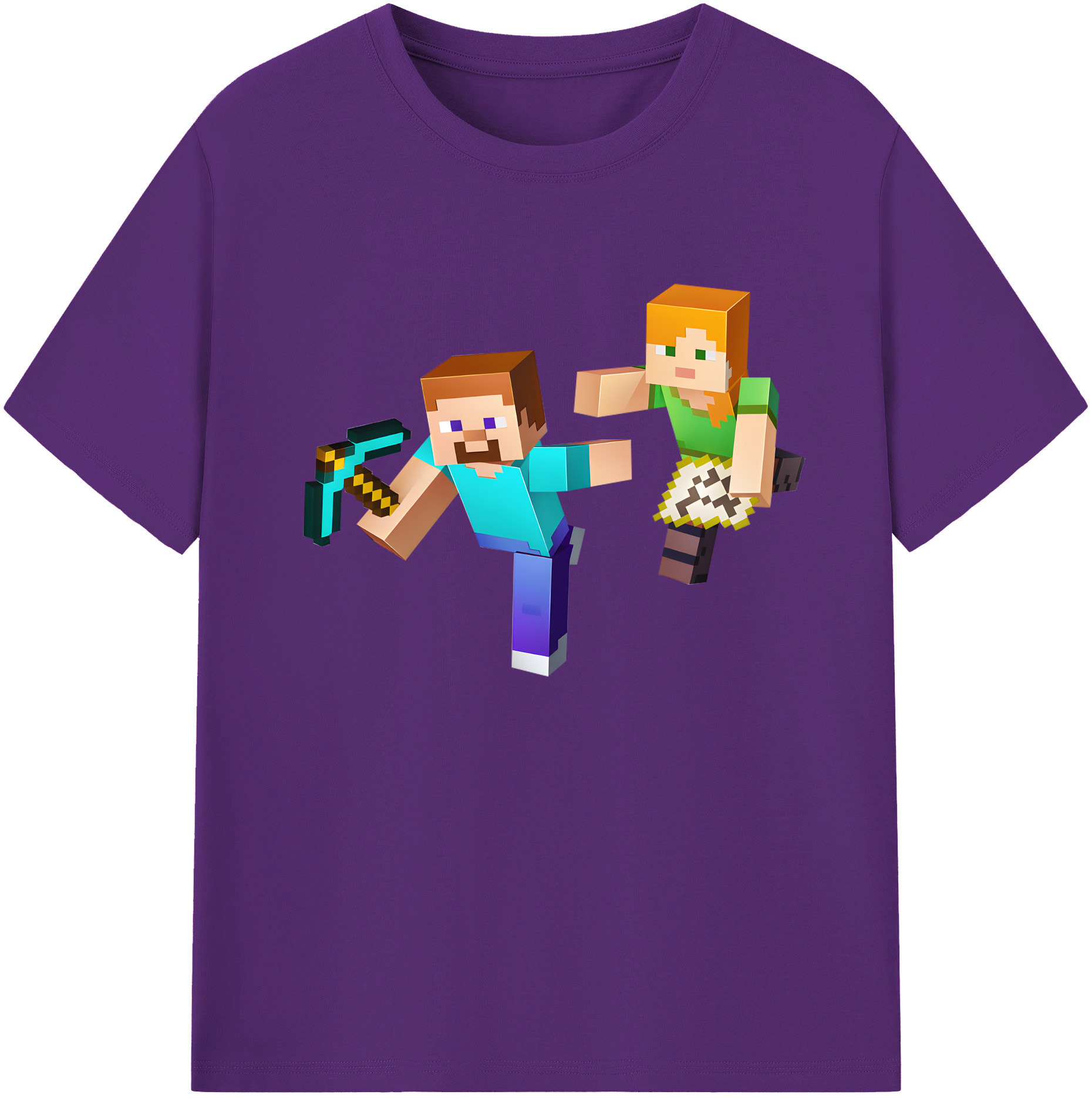 （画像用） マインクラフト ブロックの世界 Minecraft MC Block world 綿100％ メンズ半袖Tシャツ｜肌触りやわらか＆通気性