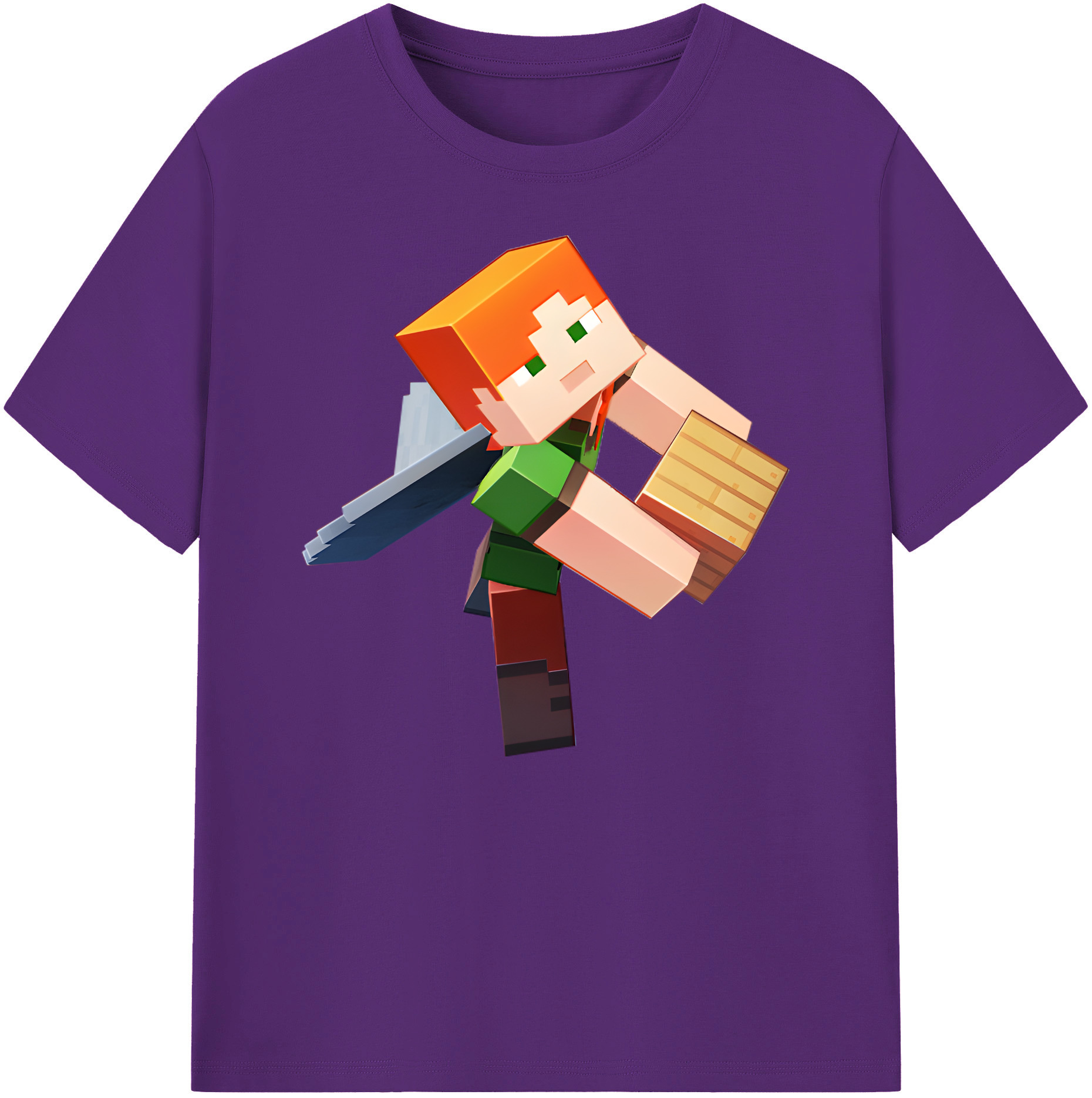 （画像用） マインクラフト ブロックの世界 Minecraft MC Block world 綿100％ メンズ半袖Tシャツ｜肌触りやわらか＆通気性