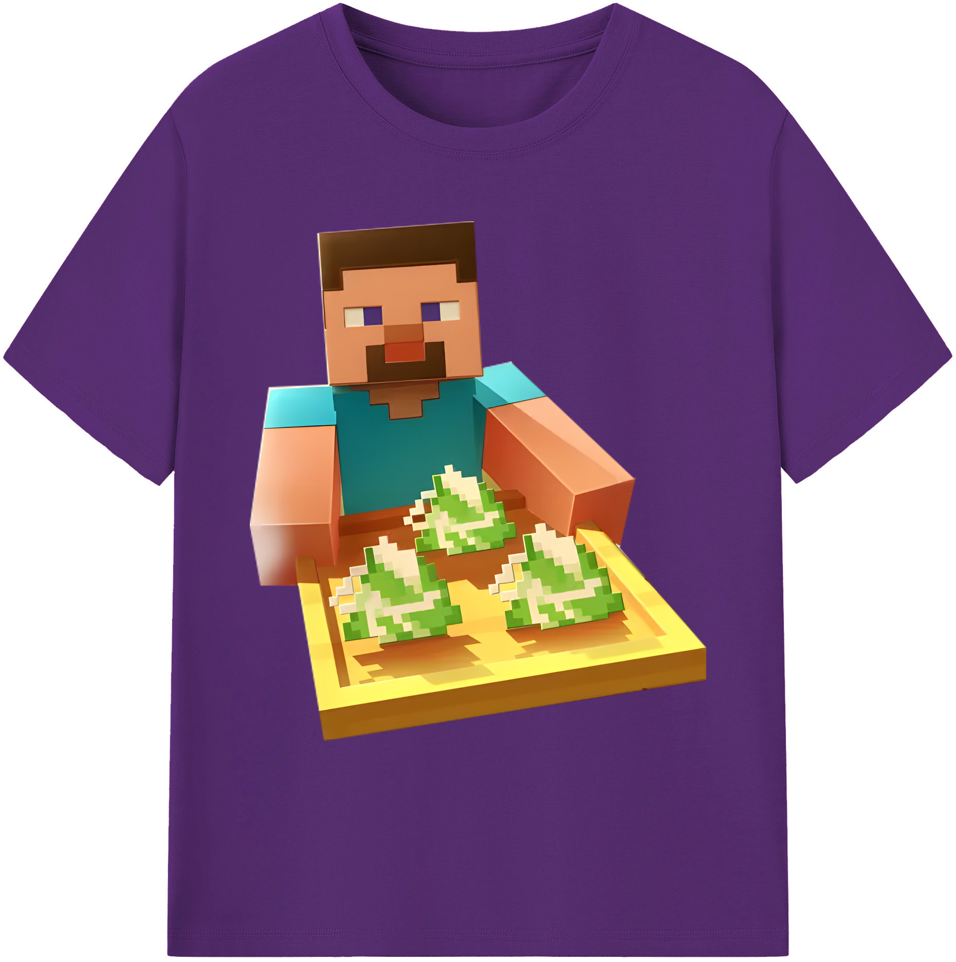 （画像用） マインクラフト ブロックの世界 Minecraft MC Block world 綿100％ メンズ半袖Tシャツ｜肌触りやわらか＆通気性