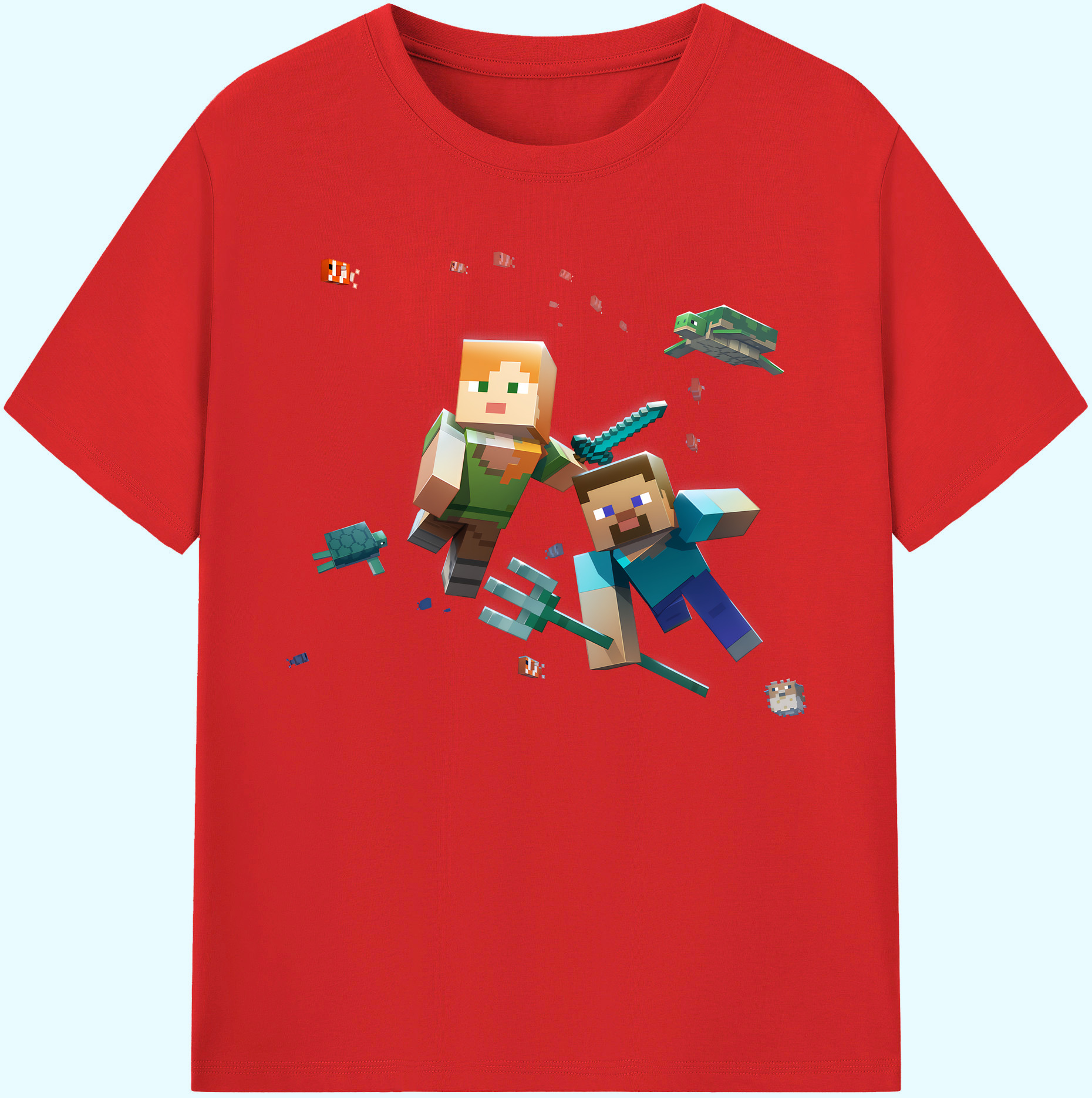 （画像用） マインクラフト ブロックの世界 Minecraft MC Block world 綿100％ メンズ半袖Tシャツ｜肌触りやわらか＆通気性