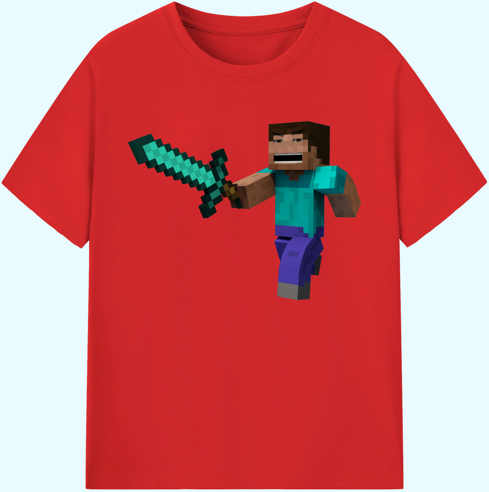 （画像用） マインクラフト ブロックの世界 Minecraft MC Block world 綿100％ メンズ半袖Tシャツ｜肌触りやわらか＆通気性