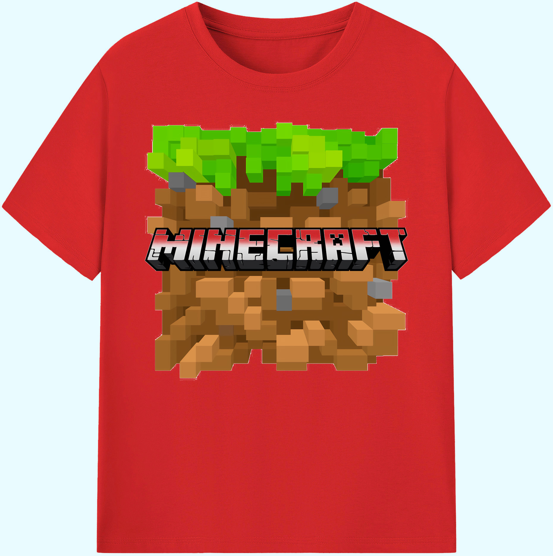 （画像用） マインクラフト ブロックの世界 Minecraft MC Block world 綿100％ メンズ半袖Tシャツ｜肌触りやわらか＆通気性