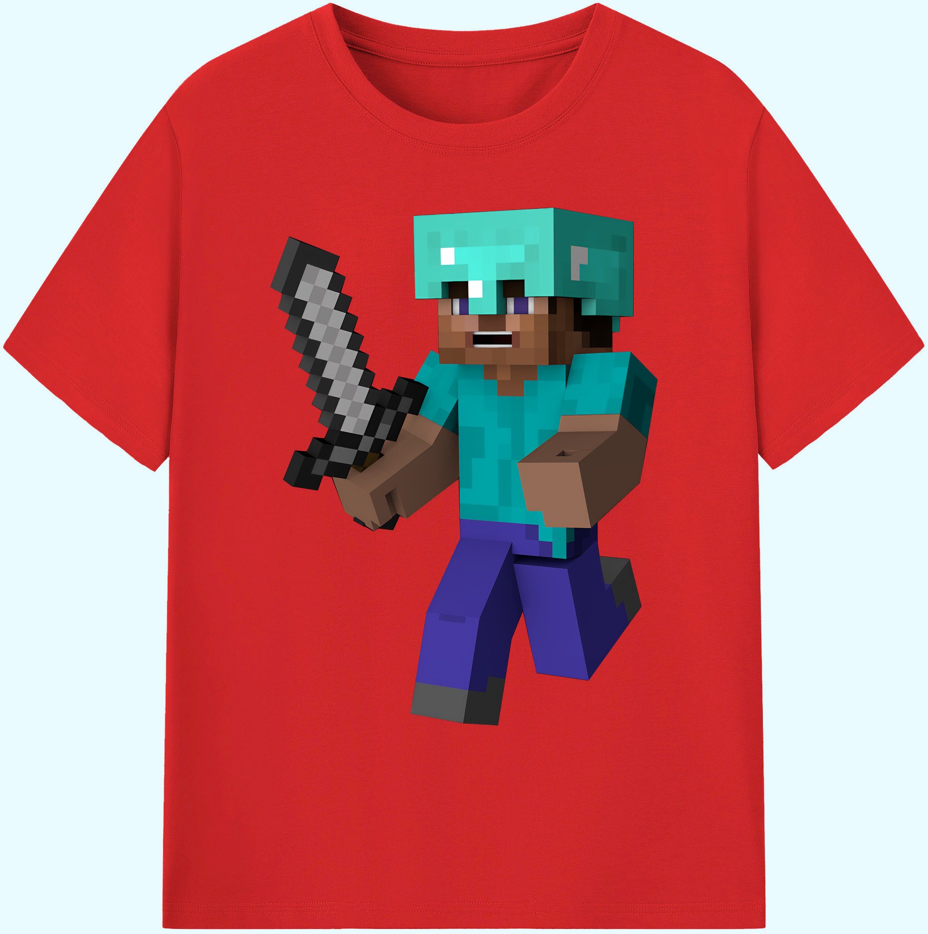 （画像用） マインクラフト ブロックの世界 Minecraft MC Block world 綿100％ メンズ半袖Tシャツ｜肌触りやわらか＆通気性
