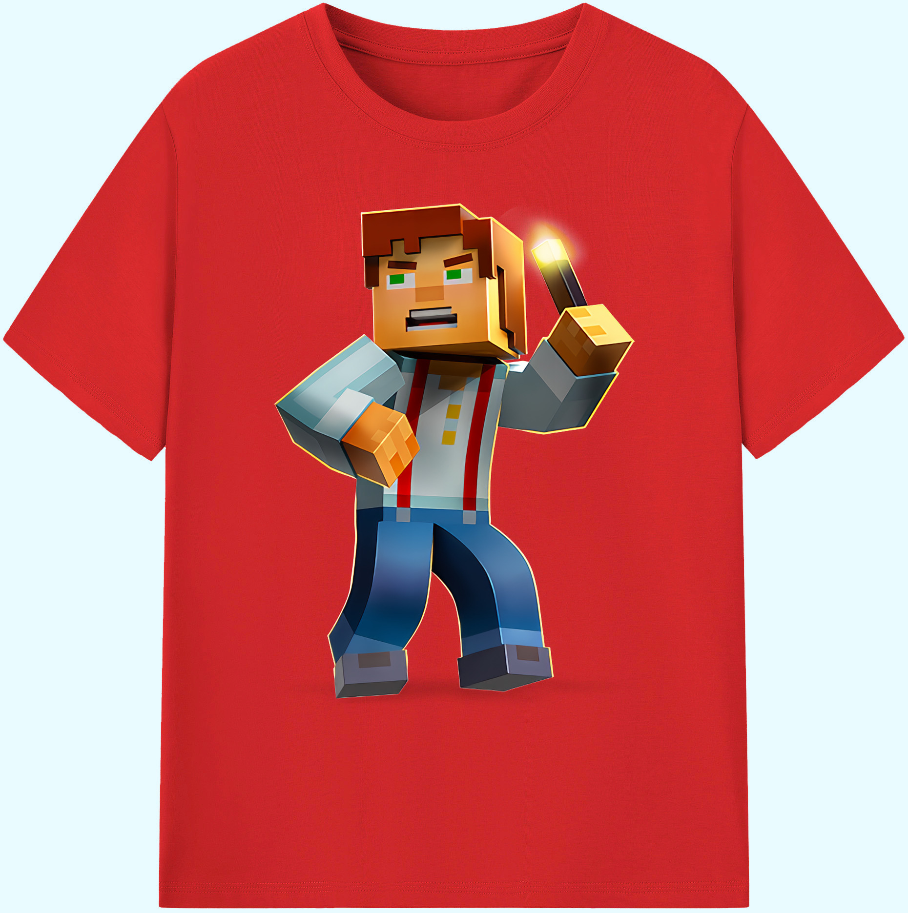 （画像用） マインクラフト ブロックの世界 Minecraft MC Block world 綿100％ メンズ半袖Tシャツ｜肌触りやわらか＆通気性