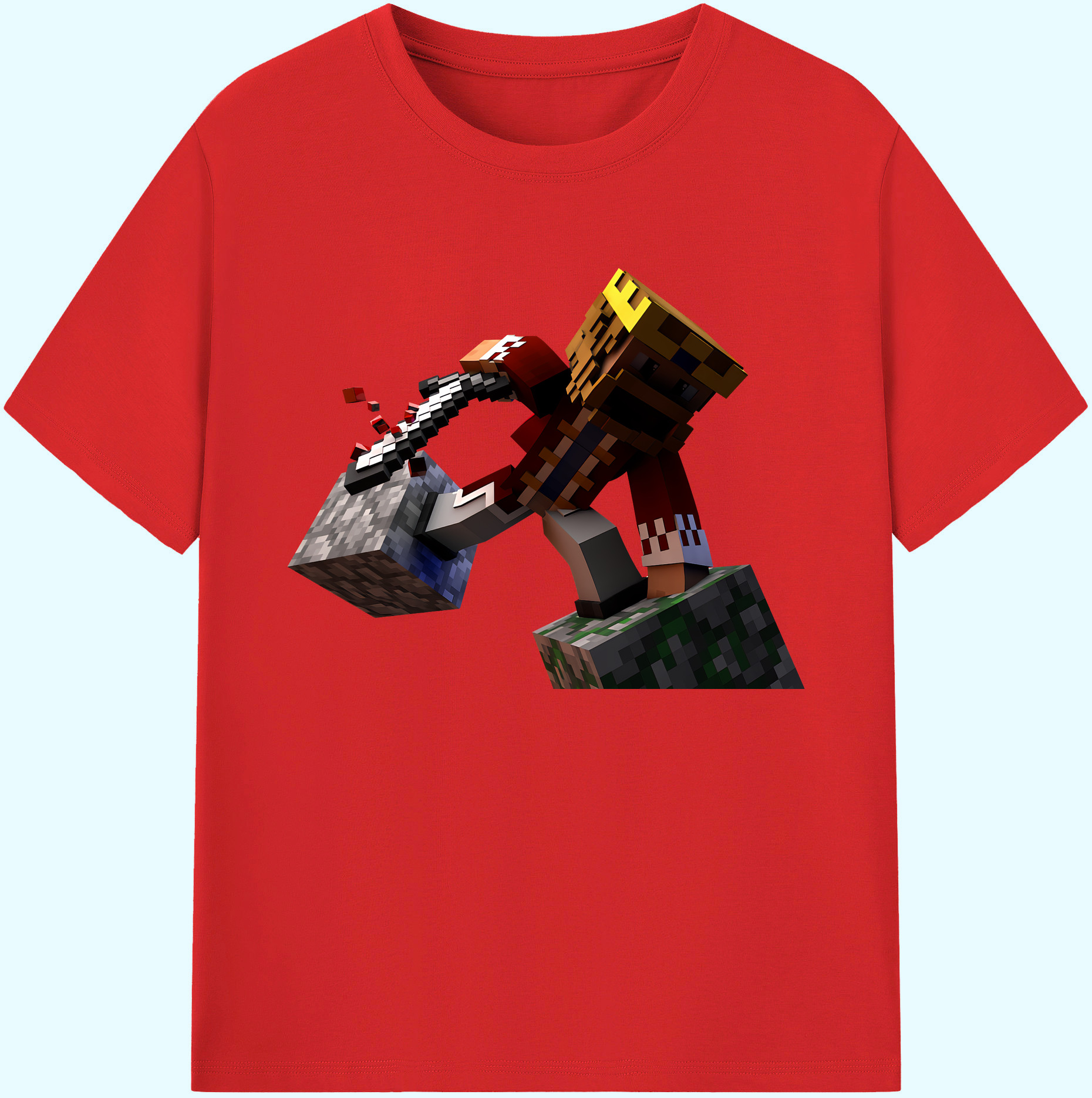 （画像用） マインクラフト ブロックの世界 Minecraft MC Block world 綿100％ メンズ半袖Tシャツ｜肌触りやわらか＆通気性