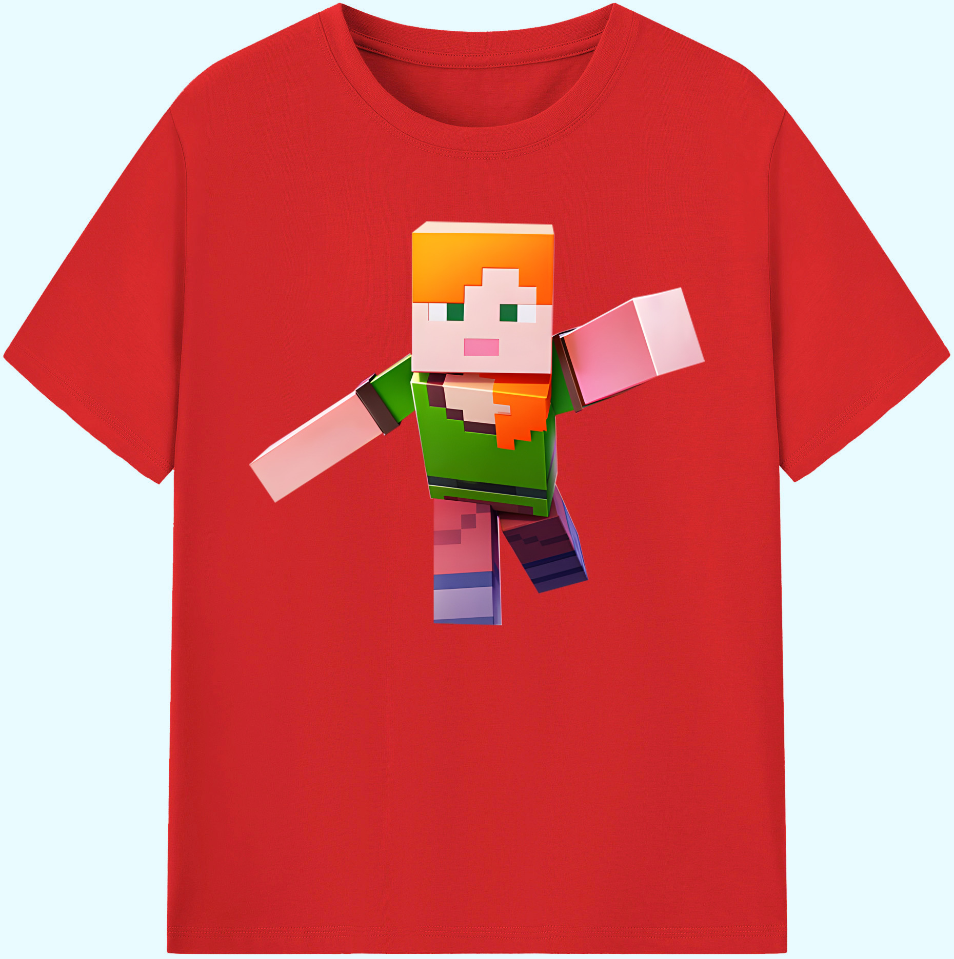 （画像用） マインクラフト ブロックの世界 Minecraft MC Block world 綿100％ メンズ半袖Tシャツ｜肌触りやわらか＆通気性