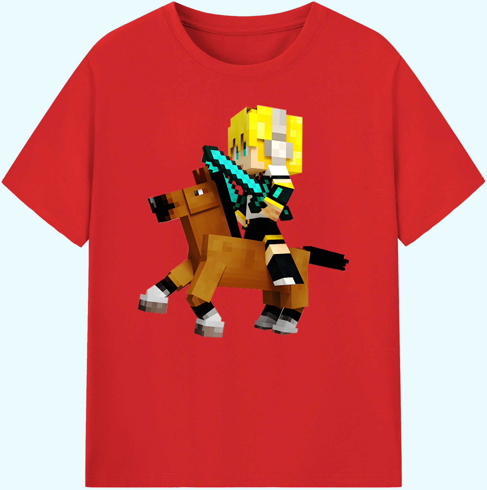 （画像用） マインクラフト ブロックの世界 Minecraft MC Block world 綿100％ メンズ半袖Tシャツ｜肌触りやわらか＆通気性
