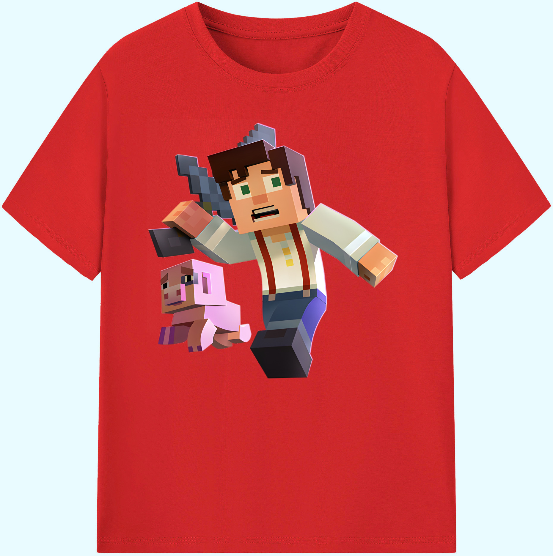 （画像用） マインクラフト ブロックの世界 Minecraft MC Block world 綿100％ メンズ半袖Tシャツ｜肌触りやわらか＆通気性