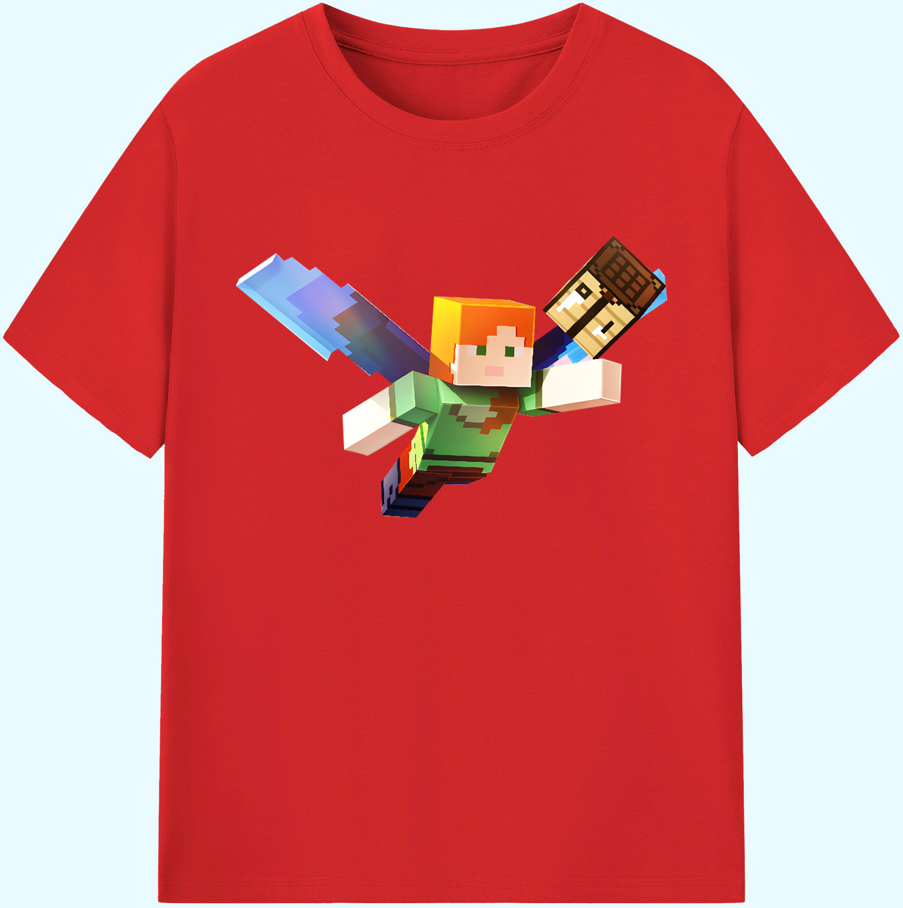 （画像用） マインクラフト ブロックの世界 Minecraft MC Block world 綿100％ メンズ半袖Tシャツ｜肌触りやわらか＆通気性