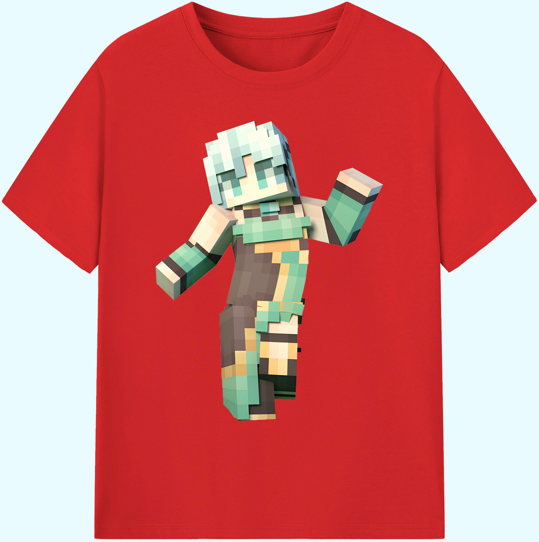 （画像用） マインクラフト ブロックの世界 Minecraft MC Block world 綿100％ メンズ半袖Tシャツ｜肌触りやわらか＆通気性