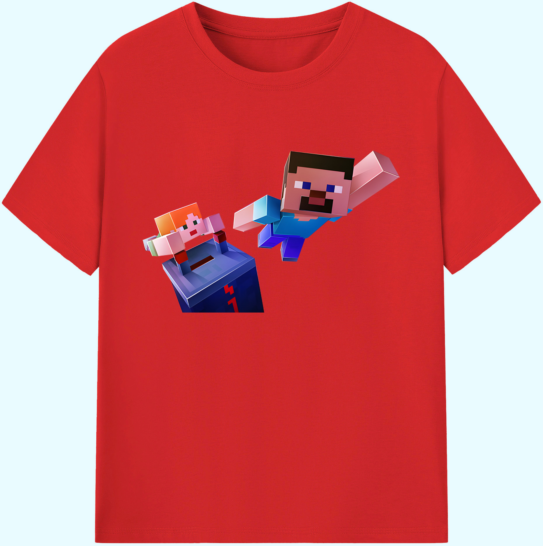（画像用） マインクラフト ブロックの世界 Minecraft MC Block world 綿100％ メンズ半袖Tシャツ｜肌触りやわらか＆通気性
