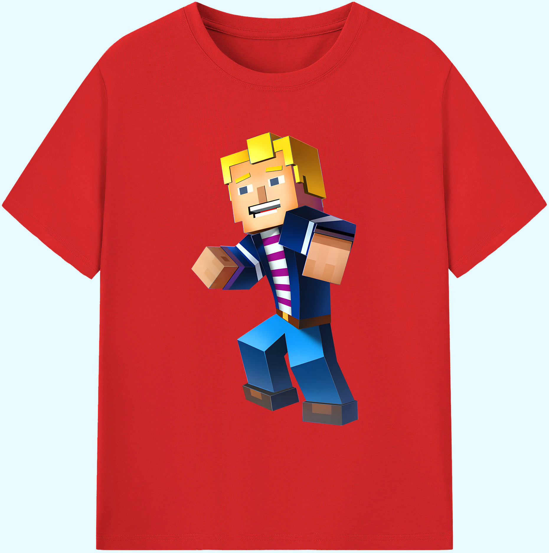 （画像用） マインクラフト ブロックの世界 Minecraft MC Block world 綿100％ メンズ半袖Tシャツ｜肌触りやわらか＆通気性