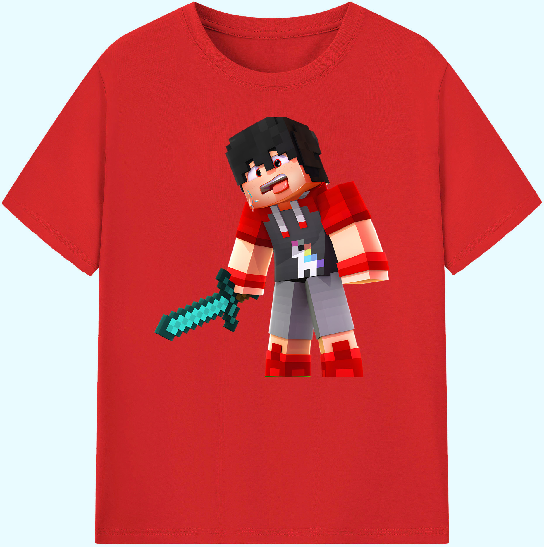 （画像用） マインクラフト ブロックの世界 Minecraft MC Block world 綿100％ メンズ半袖Tシャツ｜肌触りやわらか＆通気性
