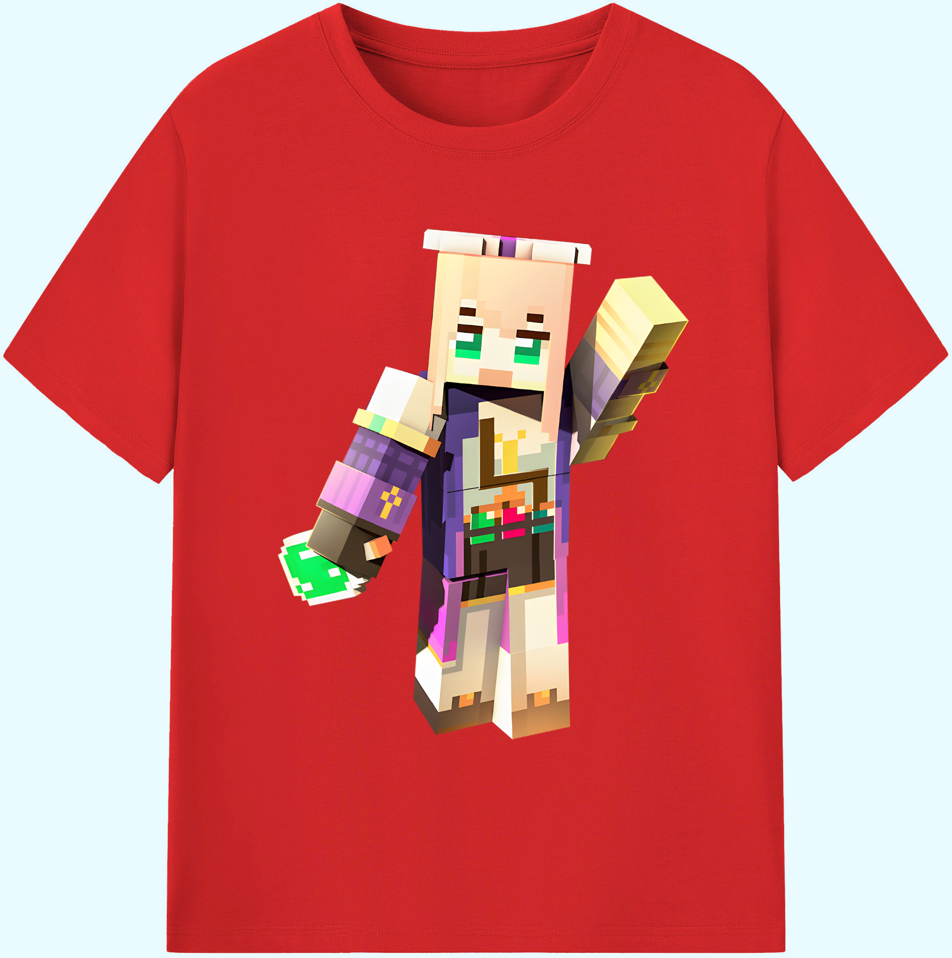 （画像用） マインクラフト ブロックの世界 Minecraft MC Block world 綿100％ メンズ半袖Tシャツ｜肌触りやわらか＆通気性