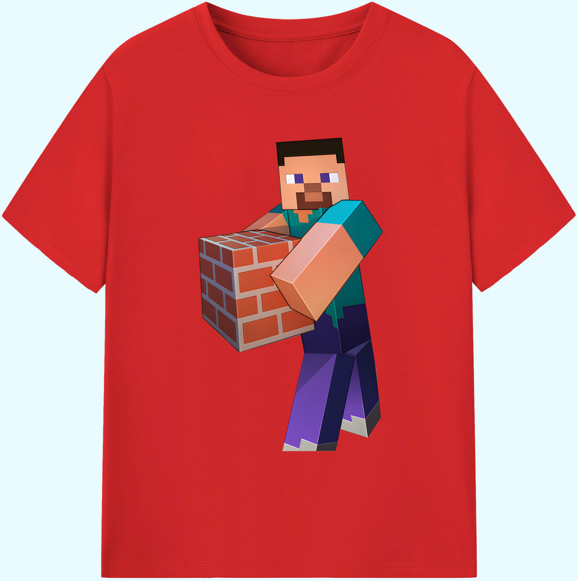 （画像用） マインクラフト ブロックの世界 Minecraft MC Block world 綿100％ メンズ半袖Tシャツ｜肌触りやわらか＆通気性