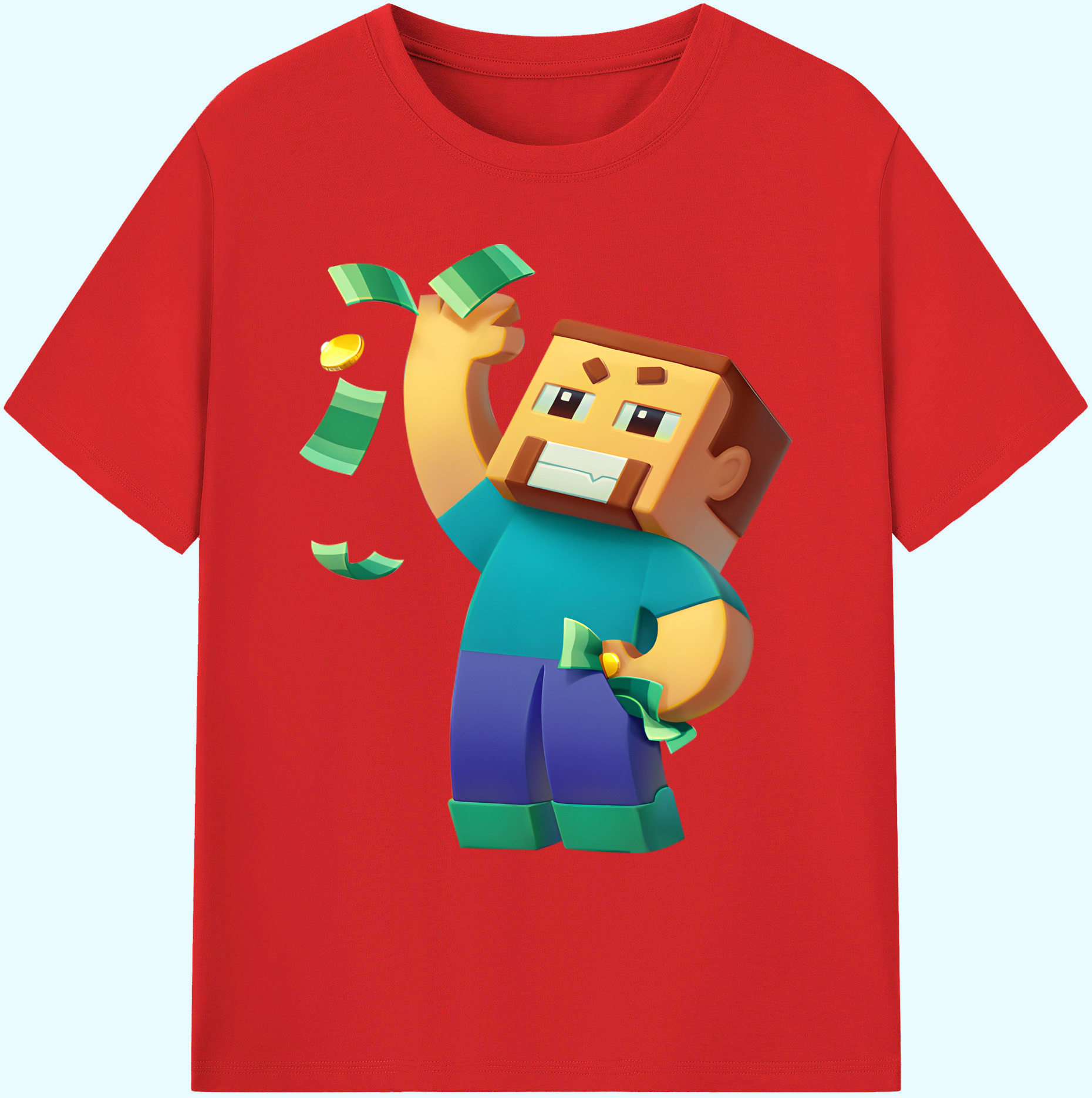 （画像用） マインクラフト ブロックの世界 Minecraft MC Block world 綿100％ メンズ半袖Tシャツ｜肌触りやわらか＆通気性