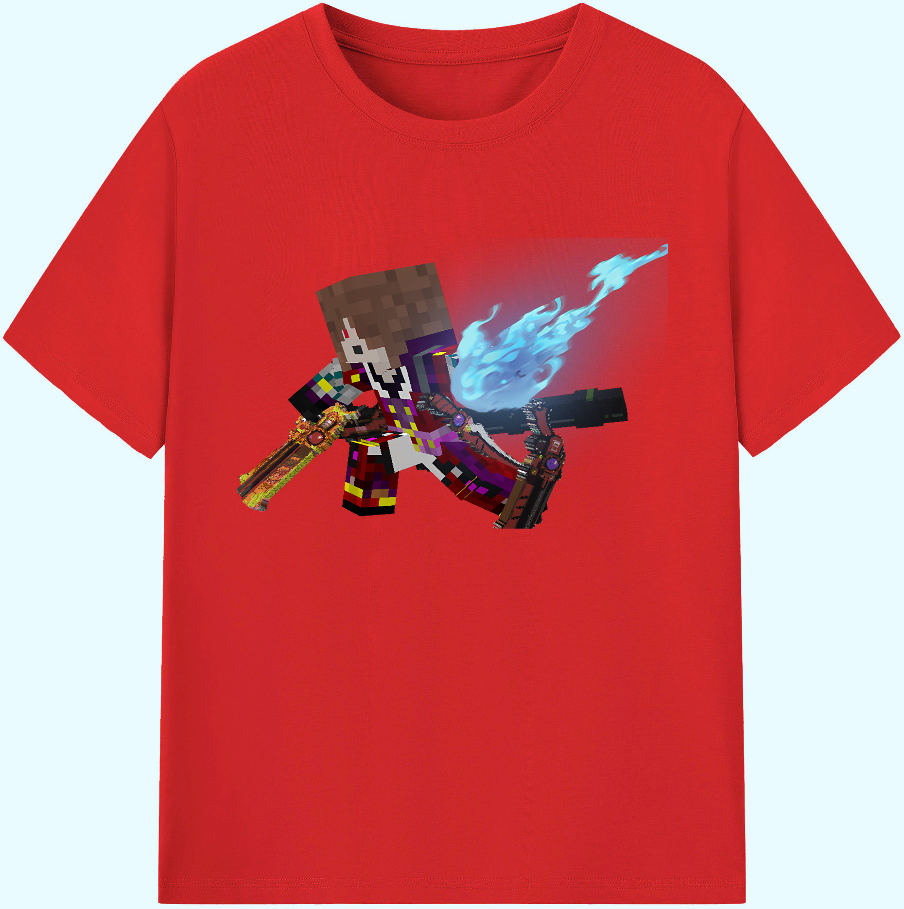 （画像用） マインクラフト ブロックの世界 Minecraft MC Block world 綿100％ メンズ半袖Tシャツ｜肌触りやわらか＆通気性